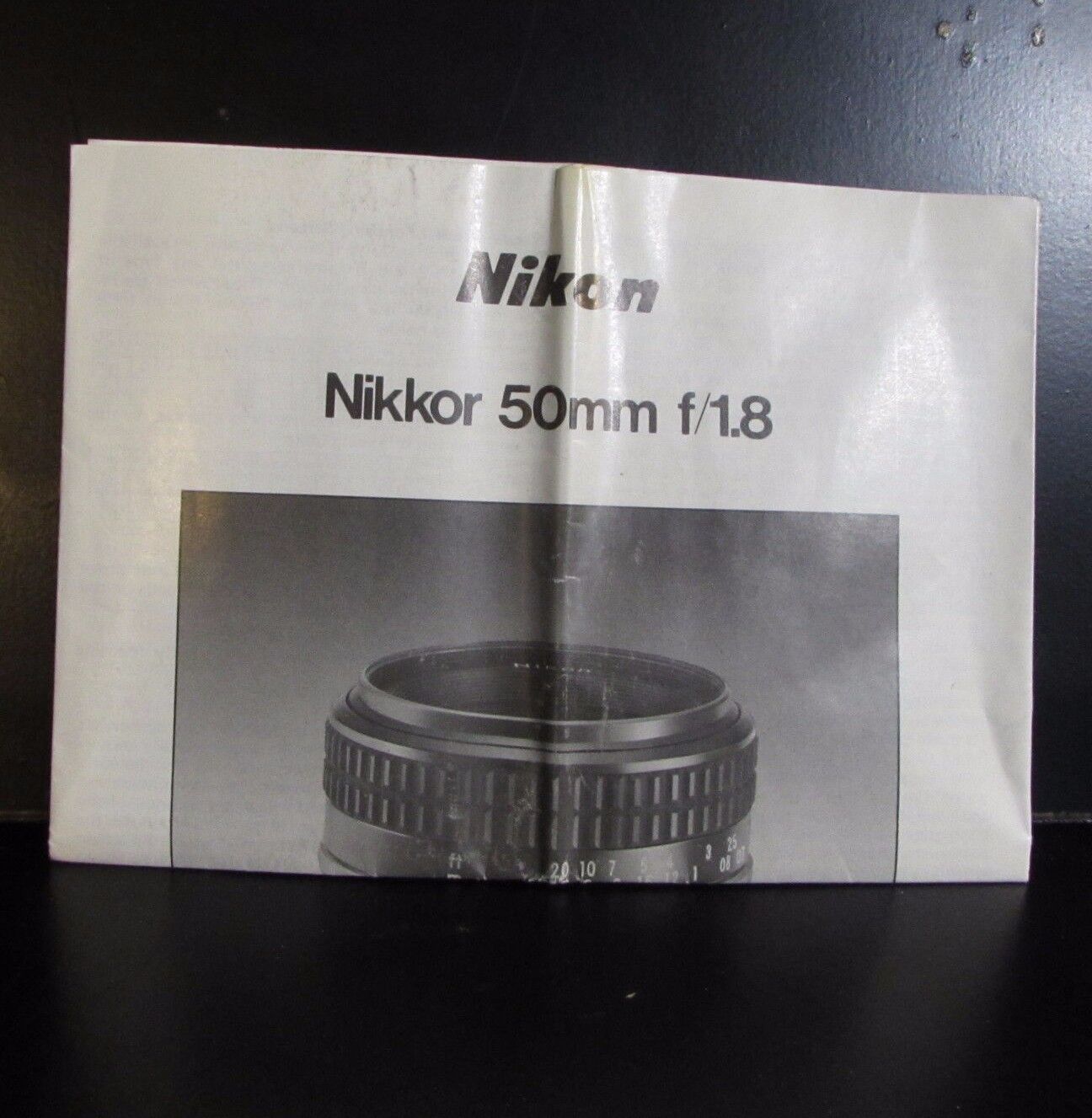Used Nikon Nikkor 50mm f1.8 Ai Lens Guide Owner Manual O401338
