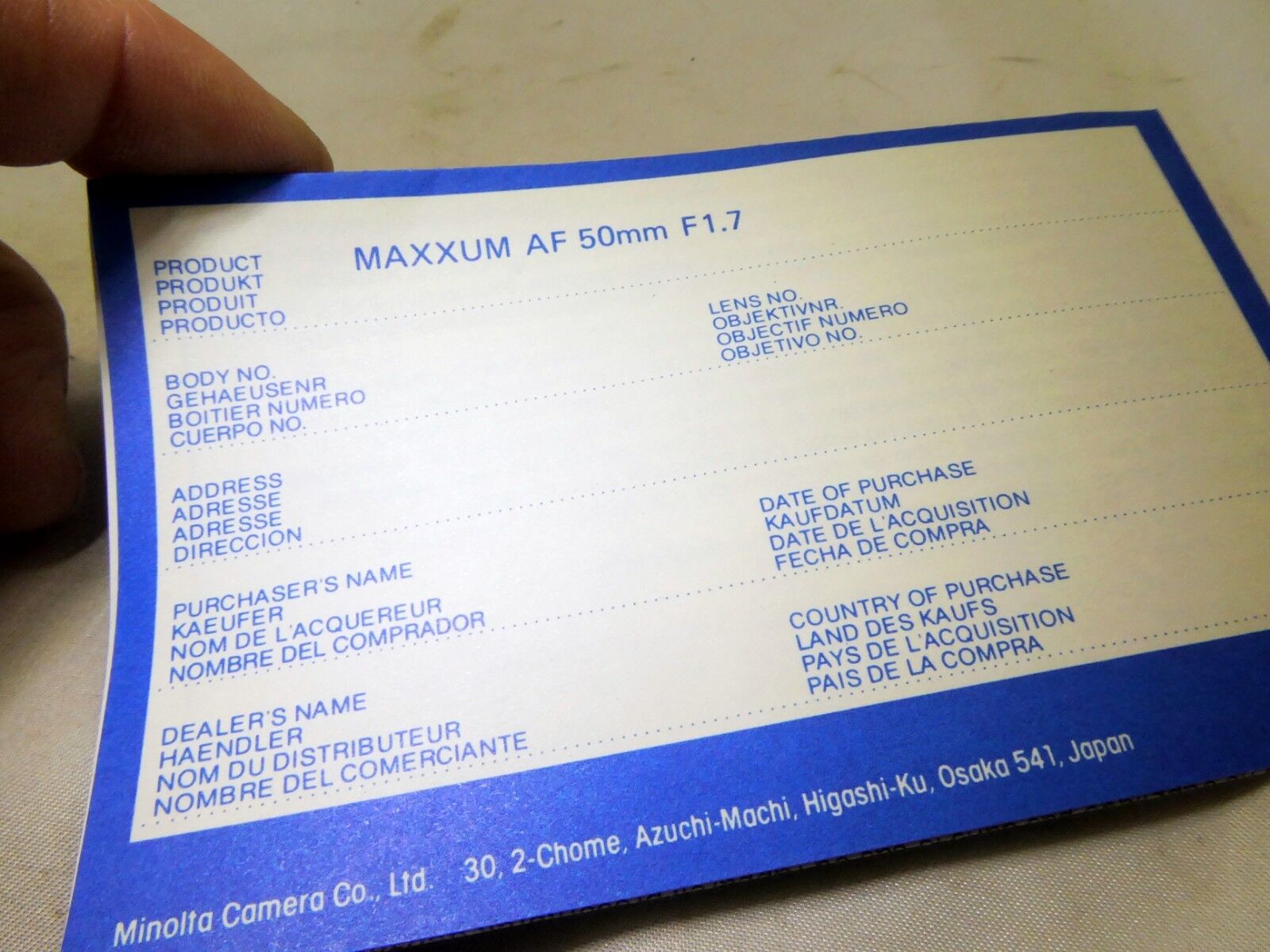 Minolta MAXXUM 50mm AF f1.7 Lens Guide Manual Book Booklet Photography