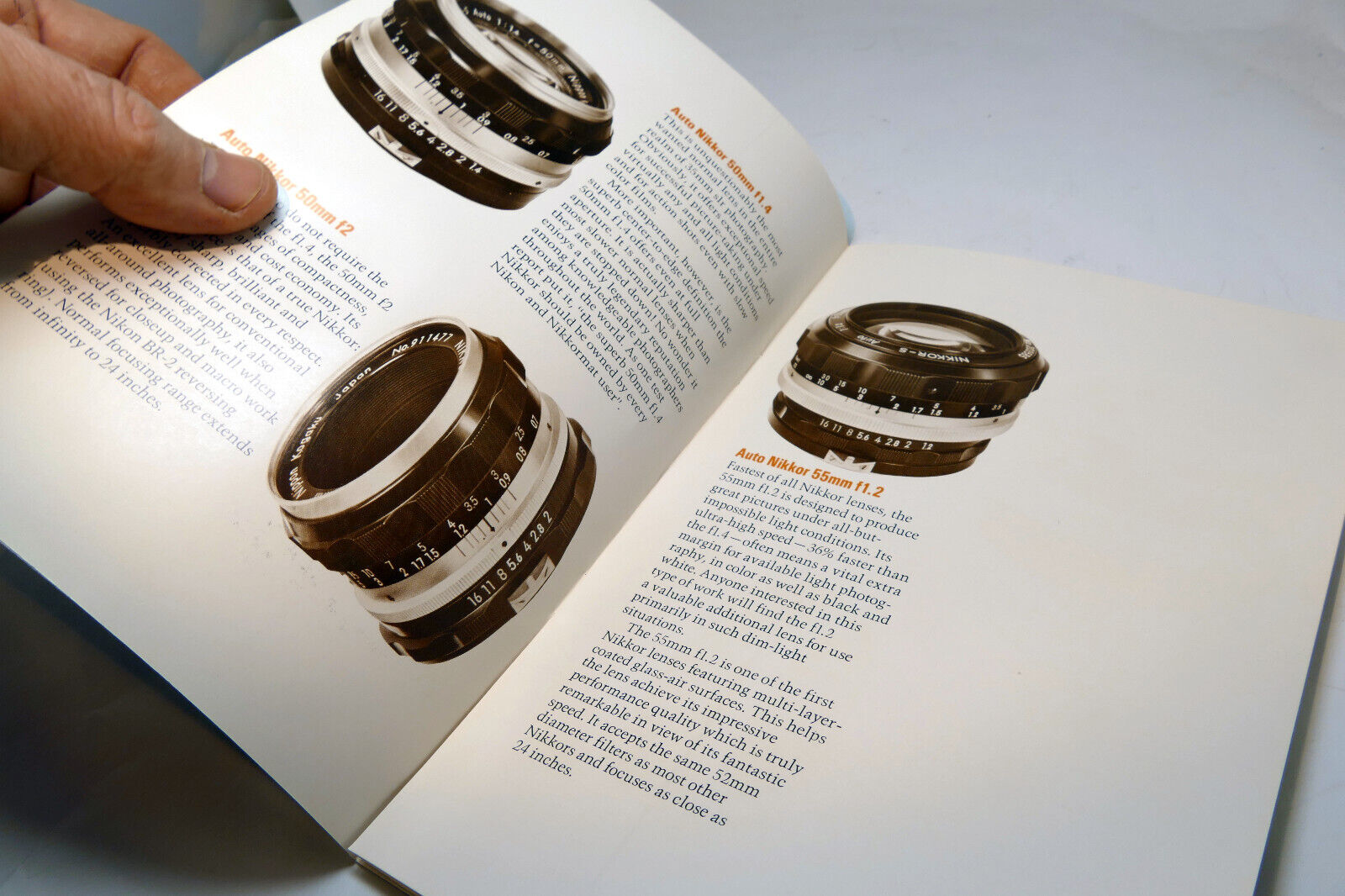 Nikon F Photomic "Normal Lenses" Brochure F 1971 50mm f1.4 45mm f2.8 f1.2 Nikkor