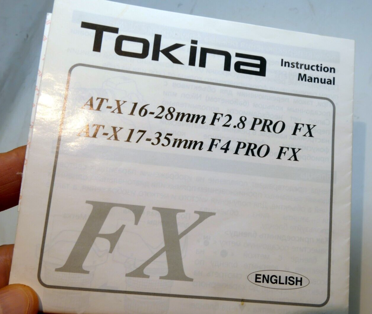 Tokina AT-X 16-28mm f2.8 17-35mm f4 PRO FX Lens guide instruction manual