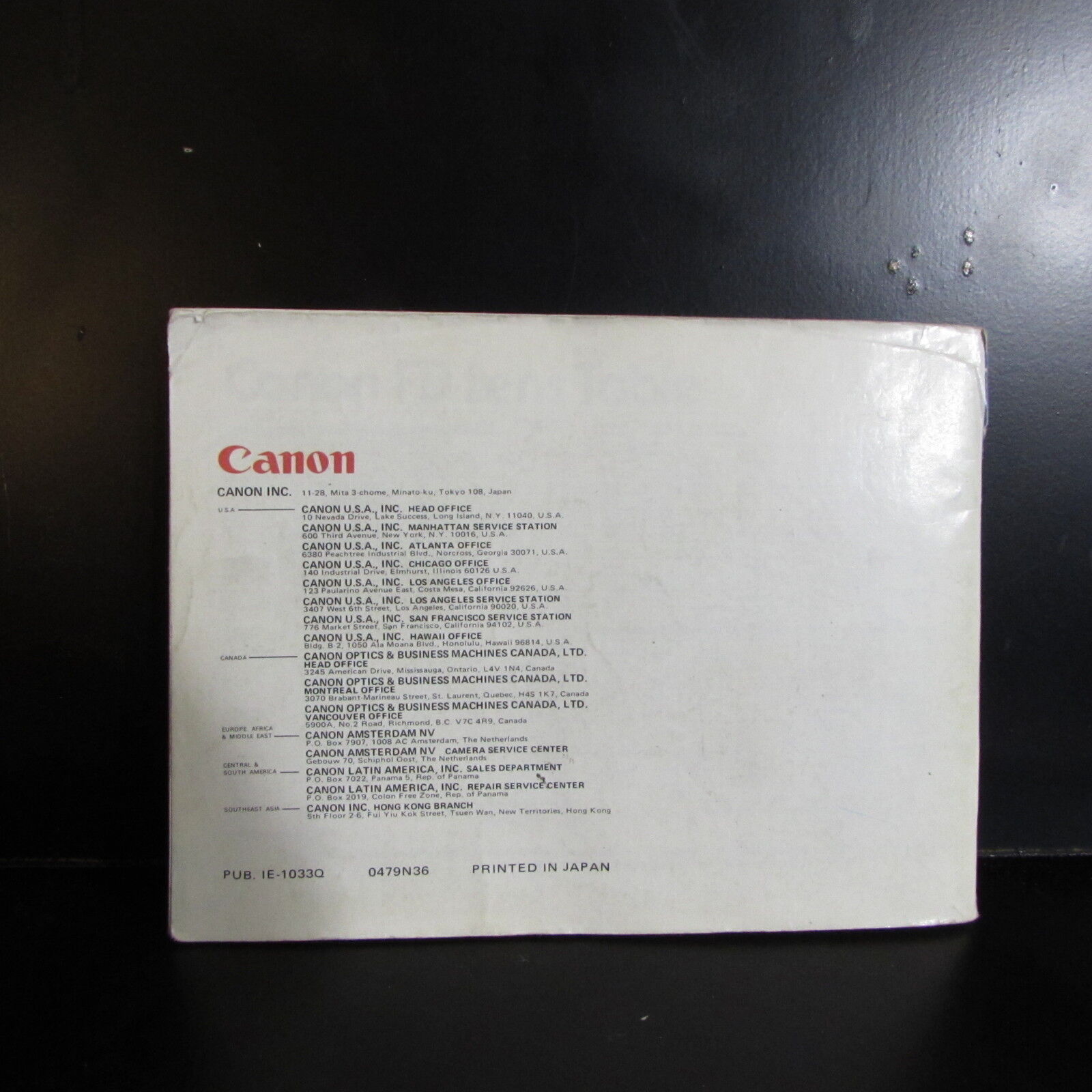 Used Canon FD Lenses in a Nutshell System Guide 59 Color  pages 1979 O401508