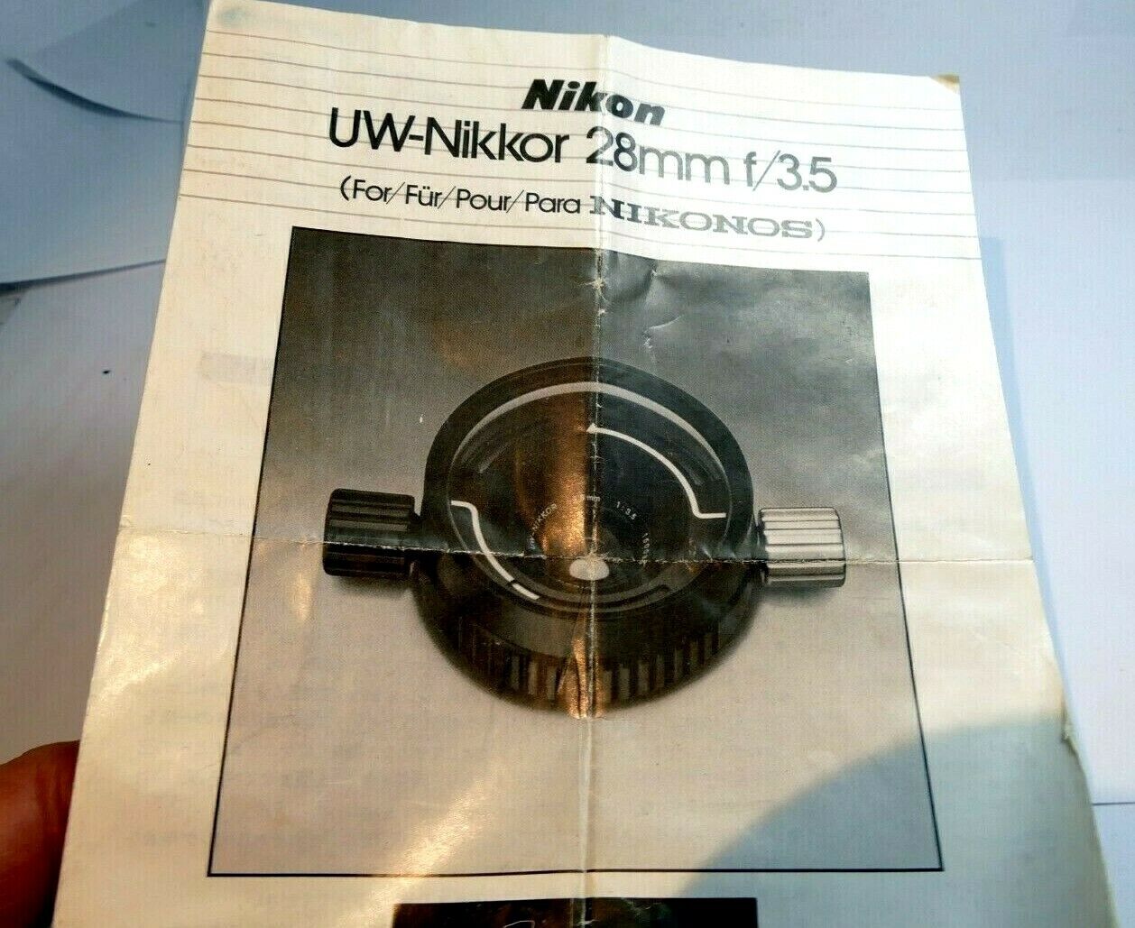 Nikon UW-Nikkor 28mm f3.5  Lens for Nikonos instruction manual  EN  G F SP