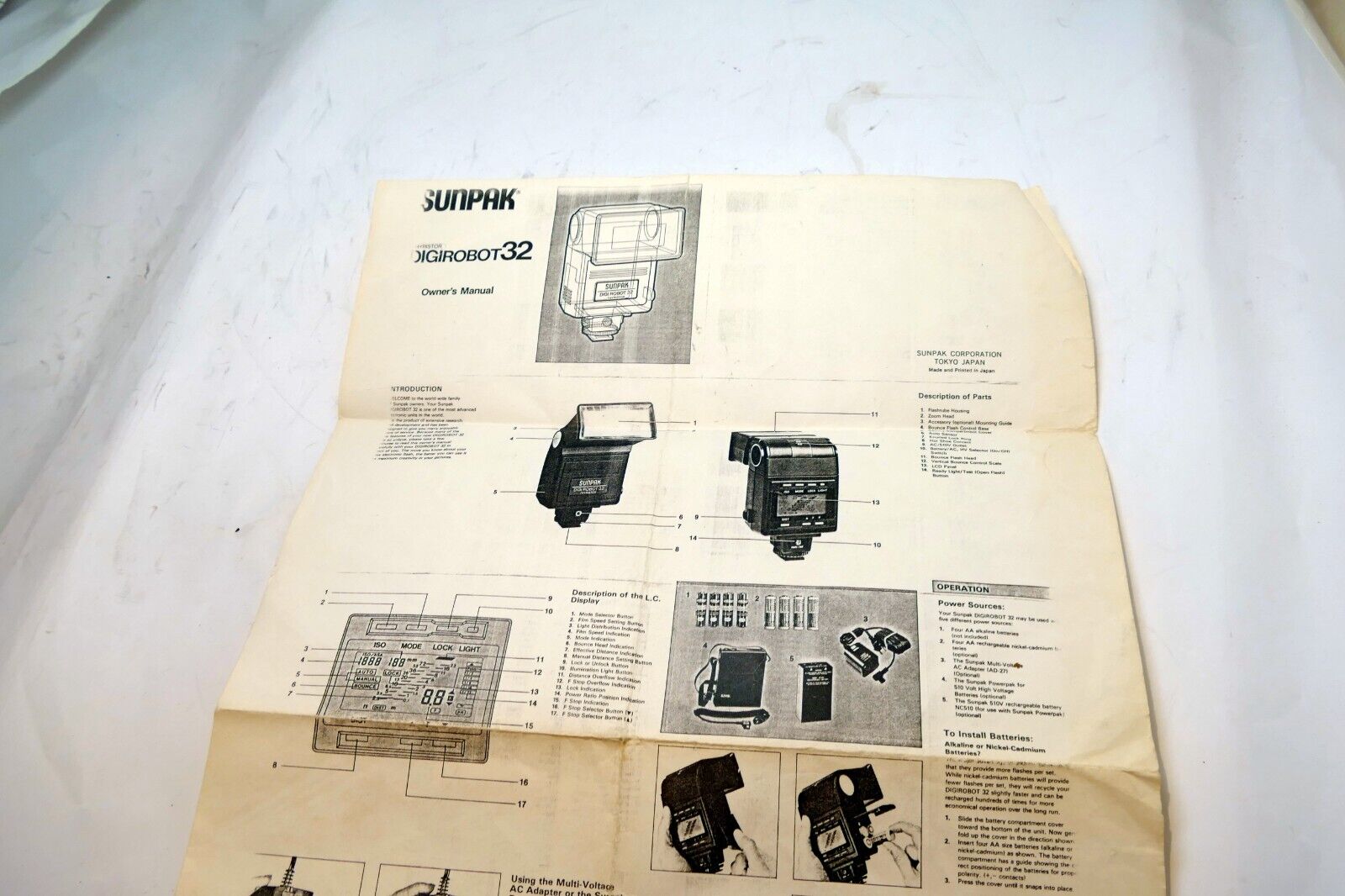 Flash guide instruction manual printed  for Sunpak Digirobot 32 vintage