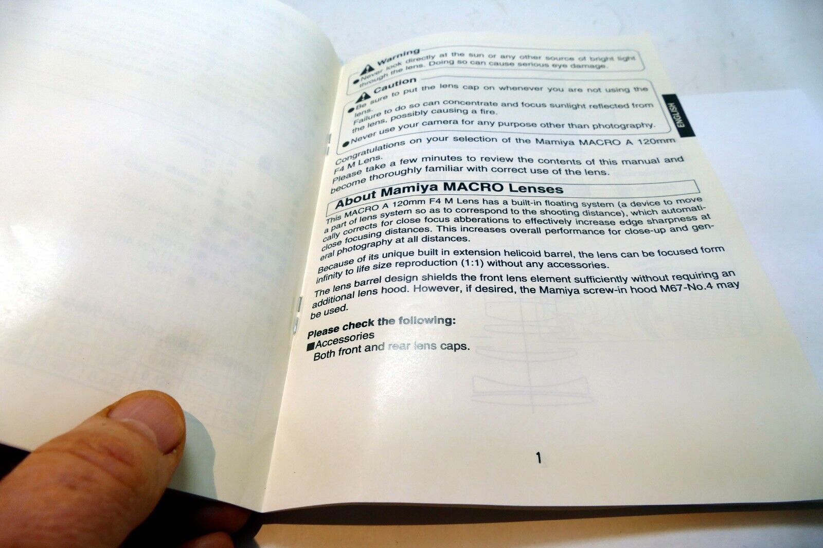 Mamiya 645Macro A 120mm f4 M Lens GUIDE Instruction Manual