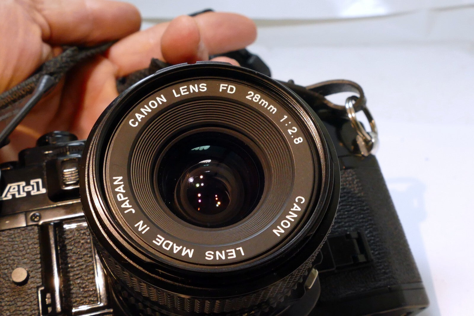 Canon A-1 35mm SLR Film Camera w/ new FD 28mm F2.8 Wide Lens outfit kit