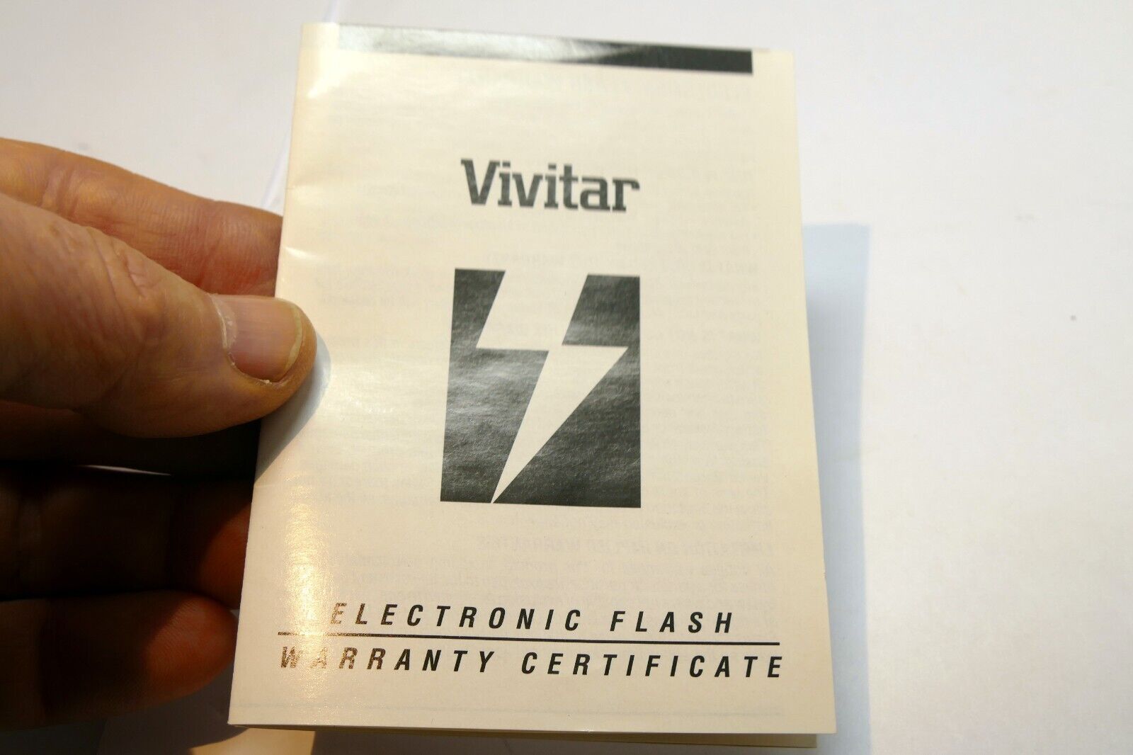 Vivitar Eletronic Thyristor flash  warranty card vintage