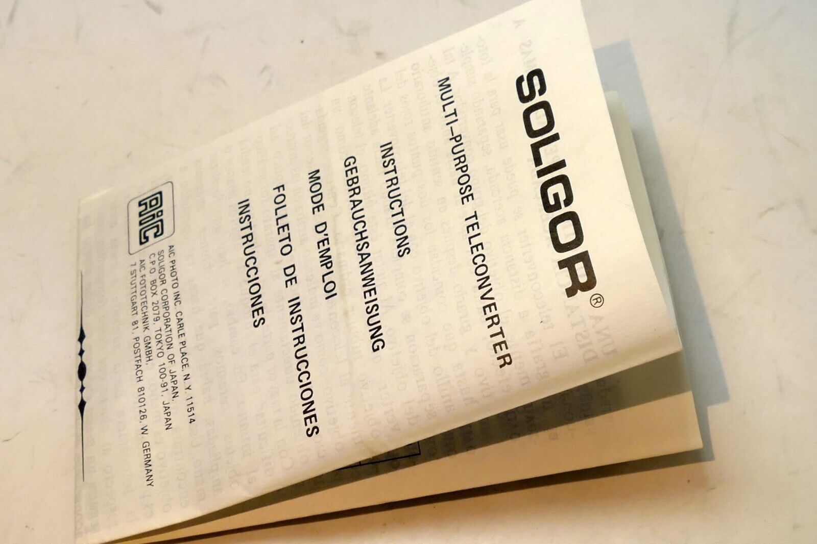 Soligor Guide Brochure for  Teleconverter lens 2X
