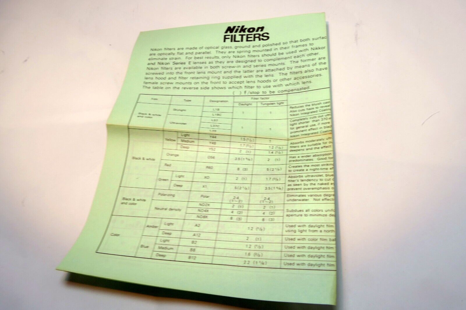 Nikon Filters brochure sales add vintage  1980's