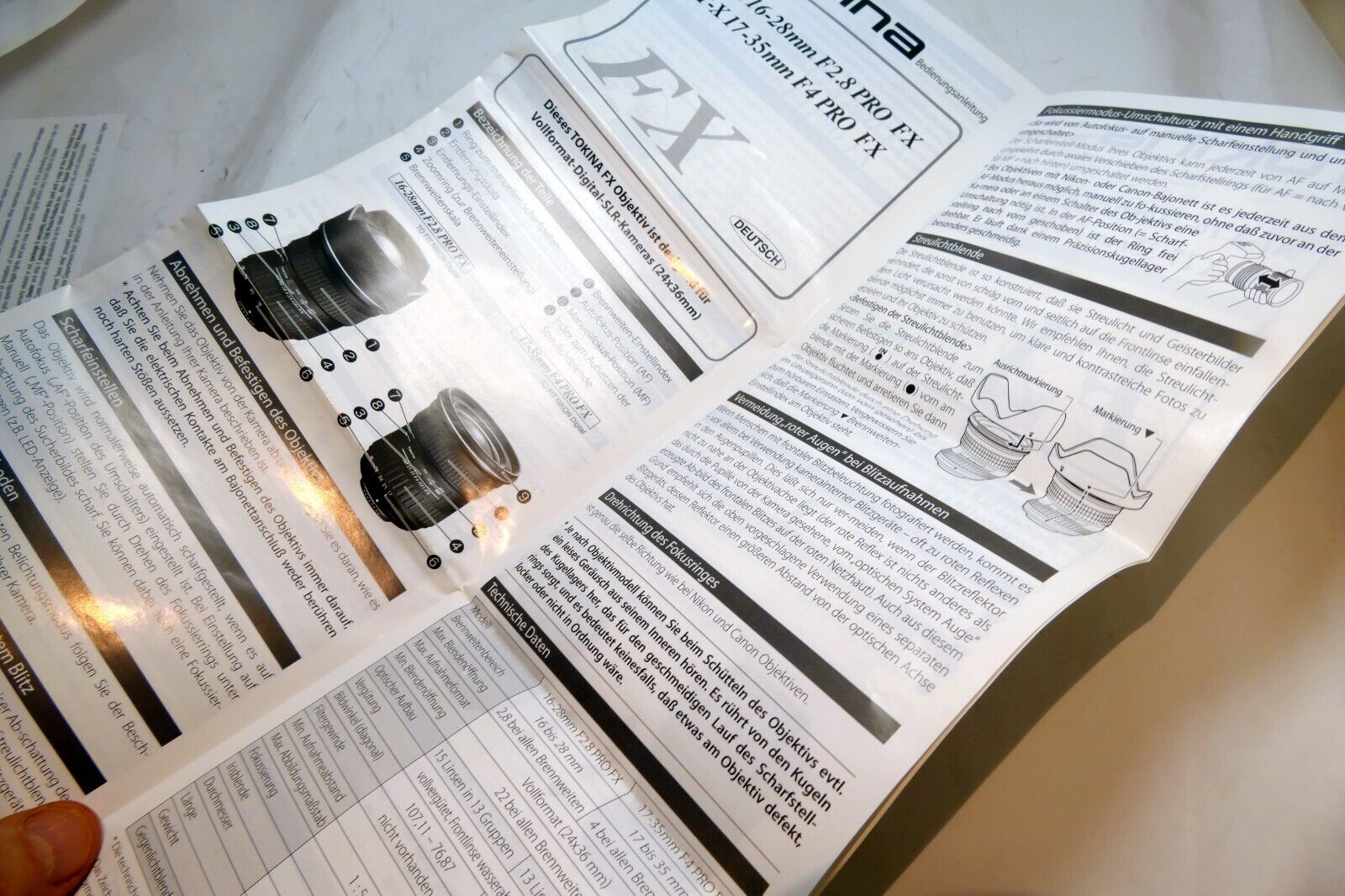Tokina AT-X 16-28mm f2.8 17-35mm f4 PRO FX Lens guide instruction manual