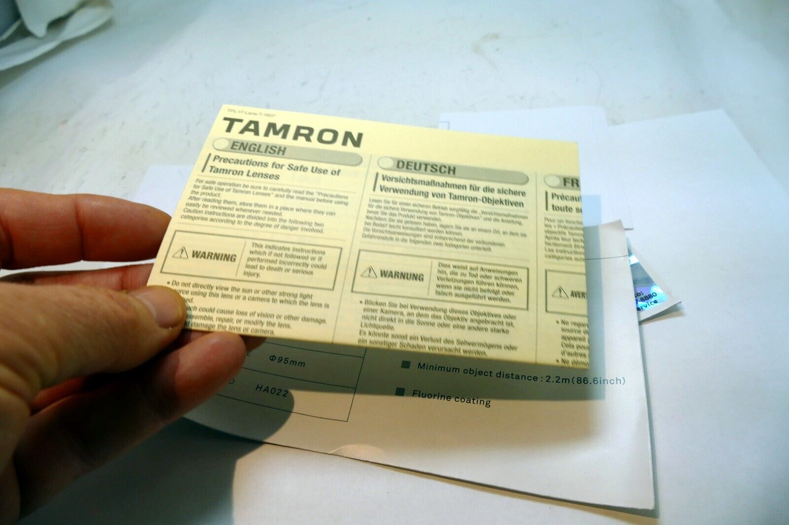 Tamron SP  150-600mm f5-6.3 lens warranty card for Nikon