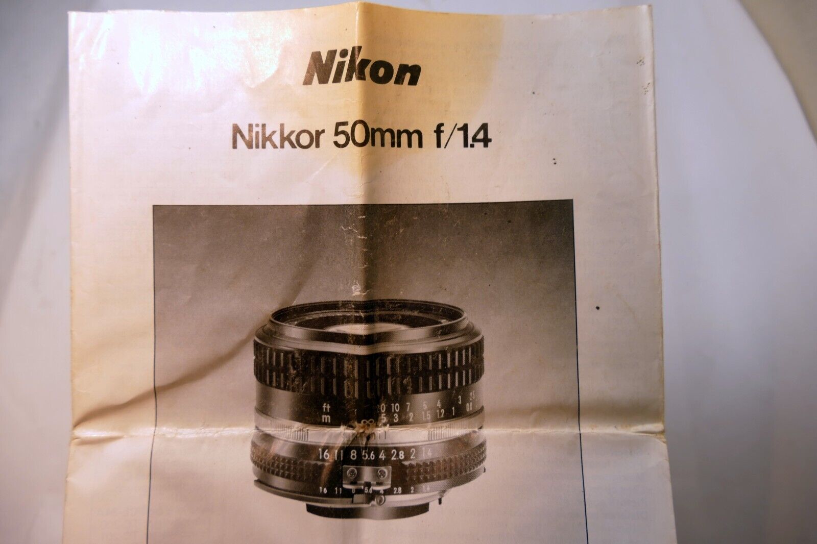 Nikon Nikkor 50mm f1.4  Ai-s LENS Instruction Guide Manual 1984 Fr gr Sp EN