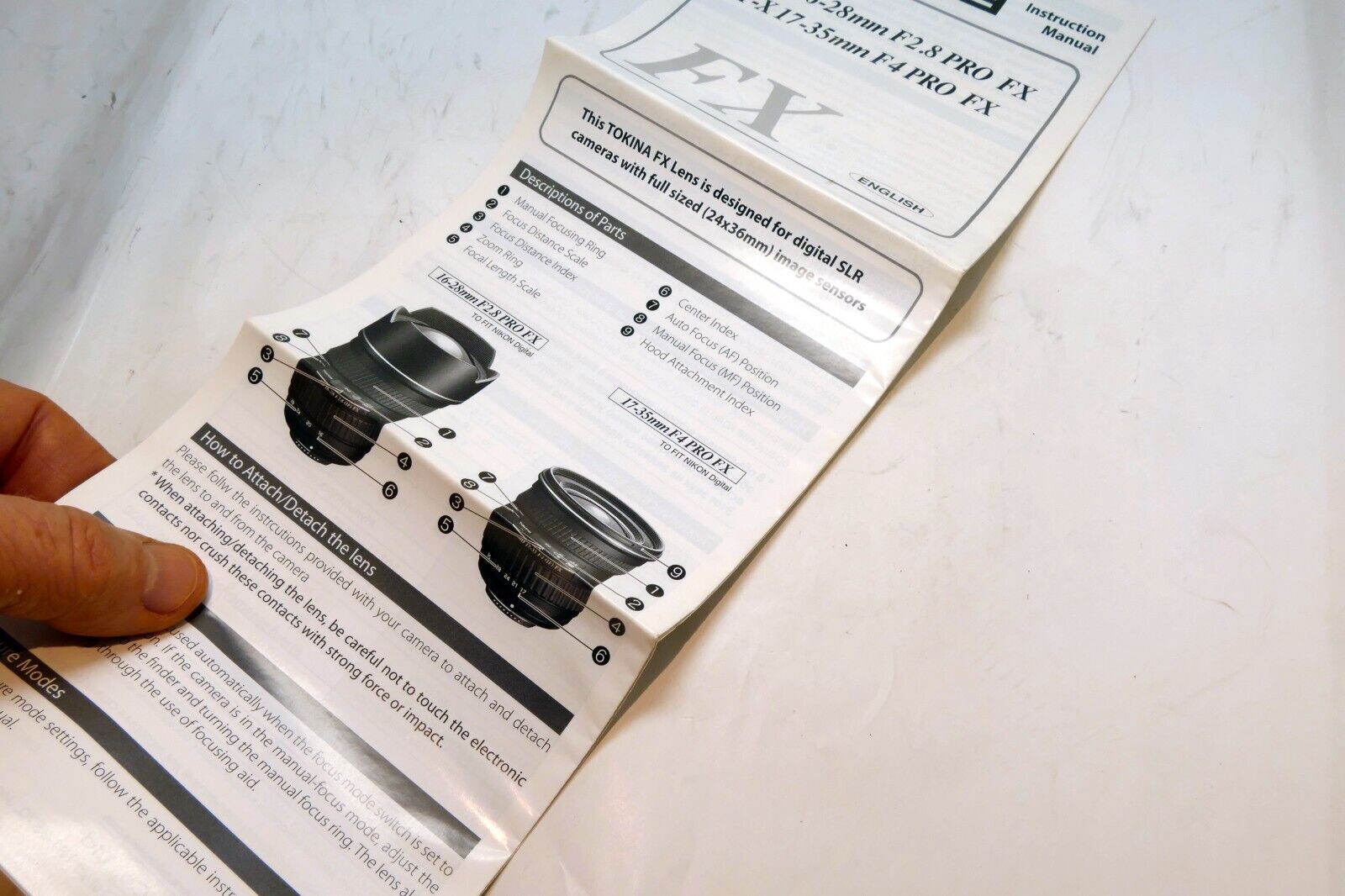 Tokina AT-X 16-28mm f2.8 17-35mm f4 PRO FX Lens guide instruction manual