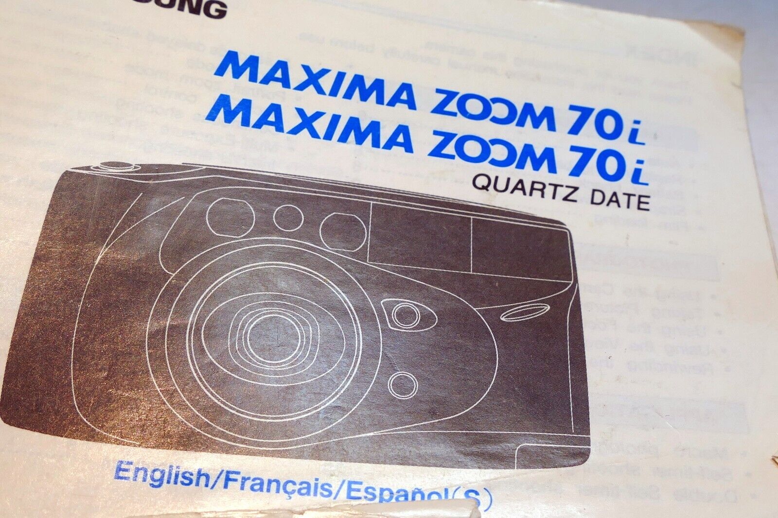 Samsung maxima Zoom 70i camera Guide English Espanol Francais