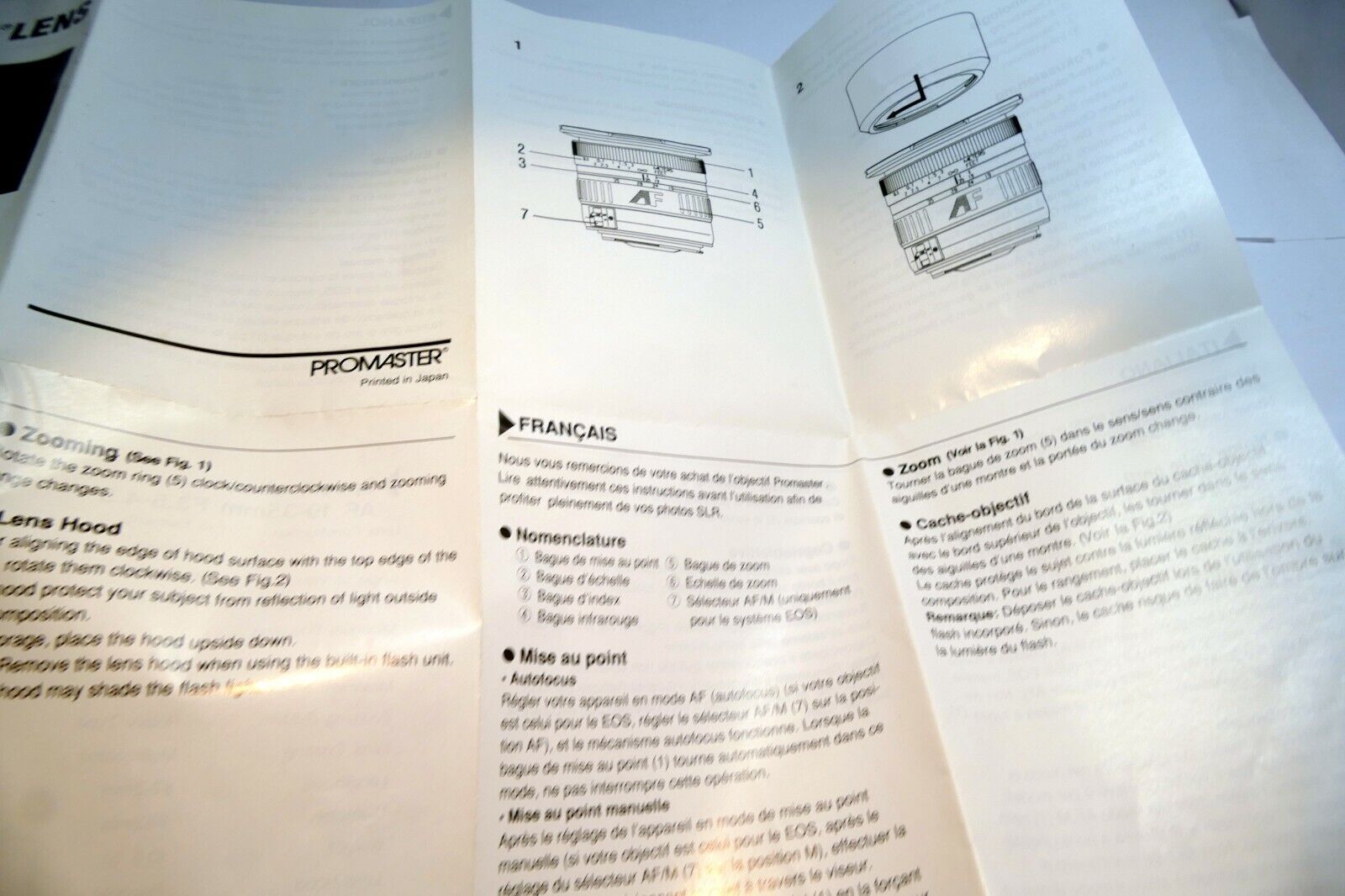 Promaster 19-35mm f3.5-4.5 AF Macro lens Instruction Manual Guide vivitar