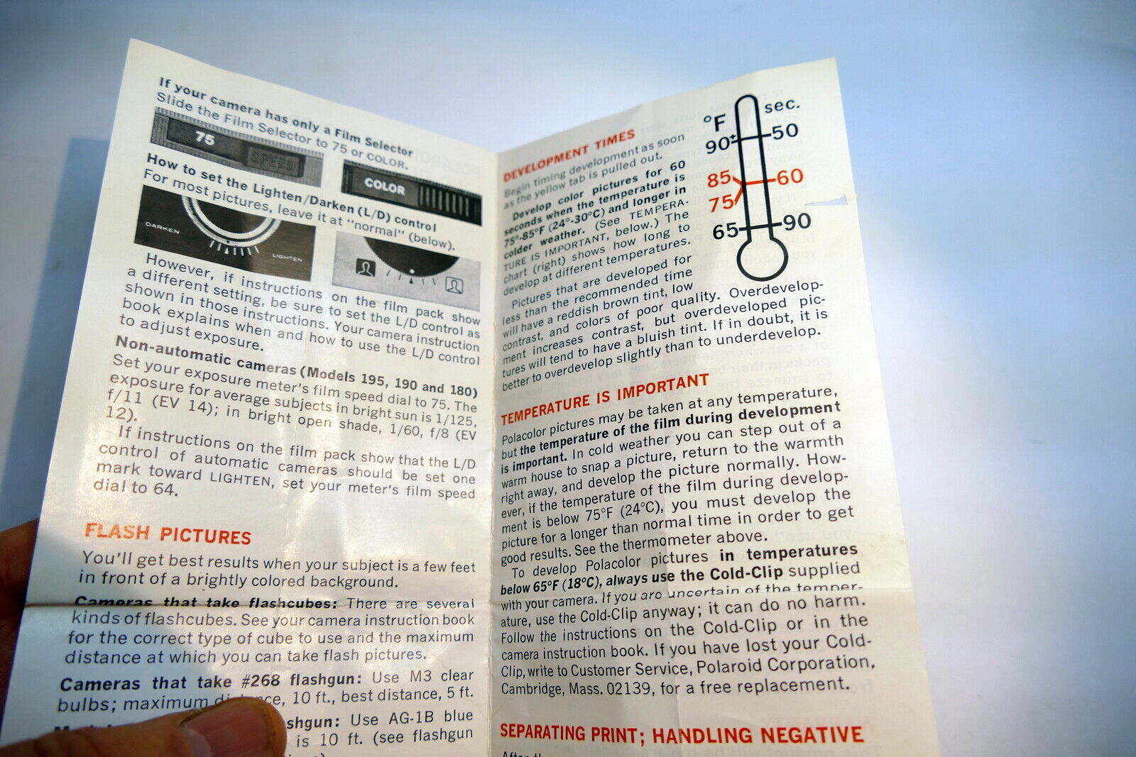 Brochure for Polaroid Type 108 Land film 3 1/4 X 4 1/2 "
