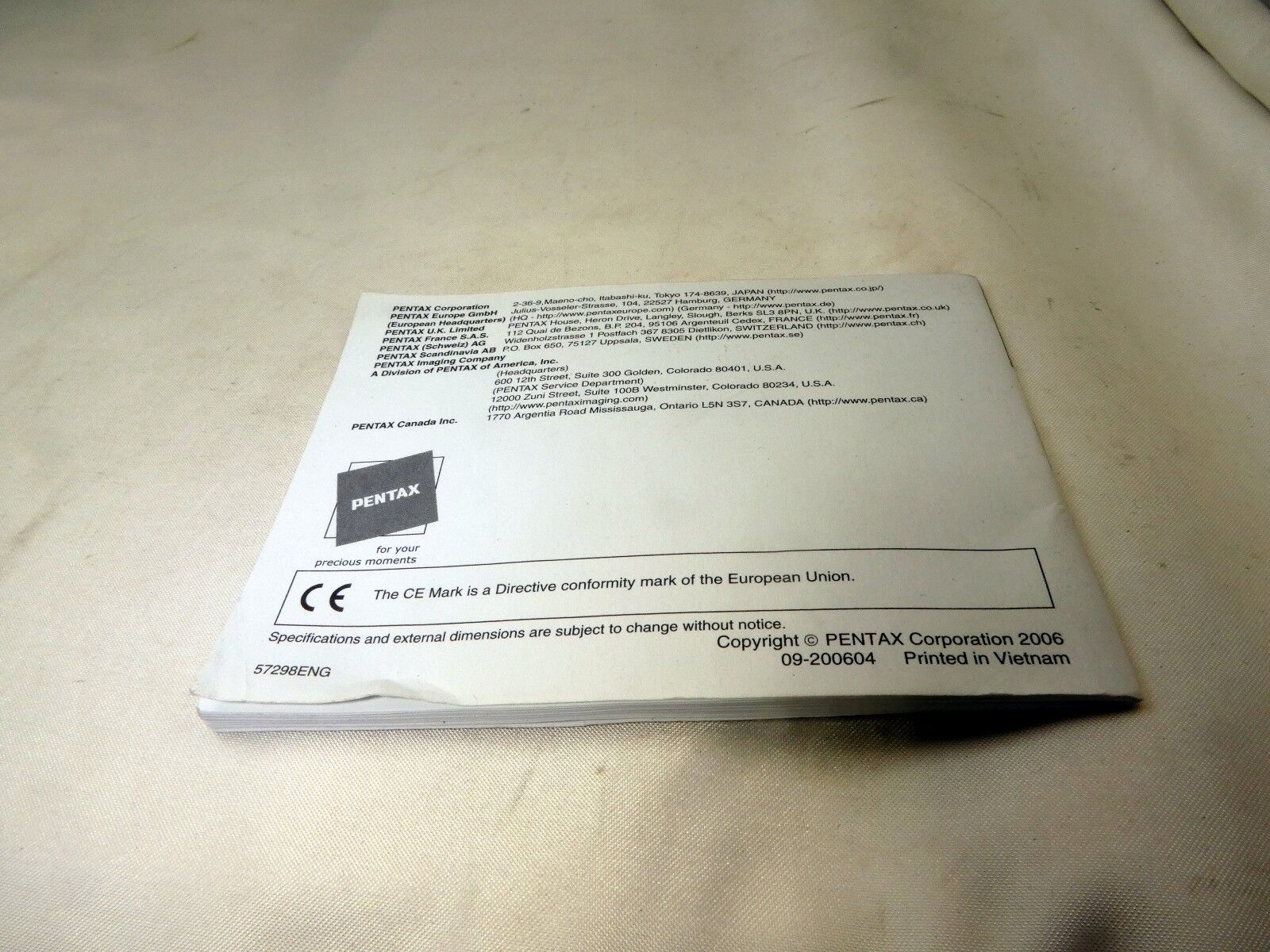 Pentax 16-45mm 40mm 50-200mm ED DA Lens Instruction Manual Guide English  EN OEM