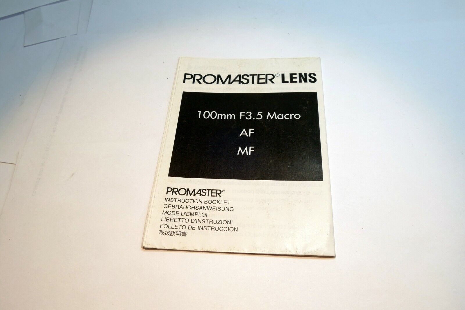 Promaster 100mm f3.5 Macro 1:1 AF  lens Instruction Manual Guide vivitar