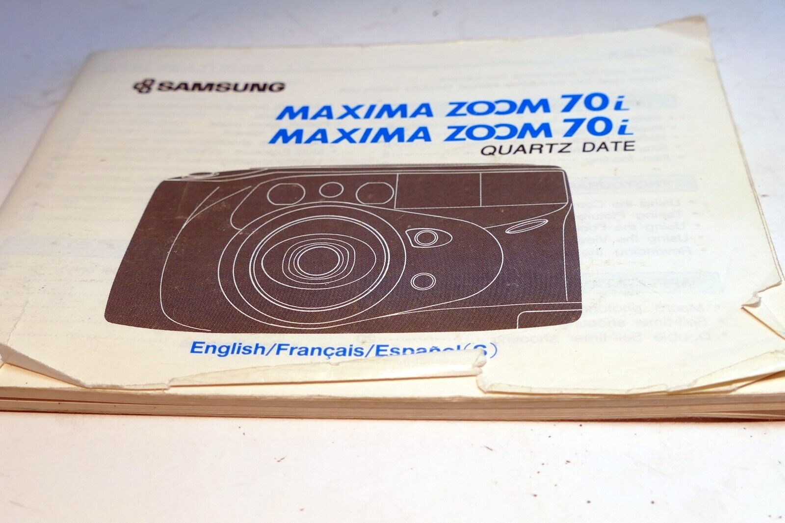 Samsung maxima Zoom 70i camera Guide English Espanol Francais