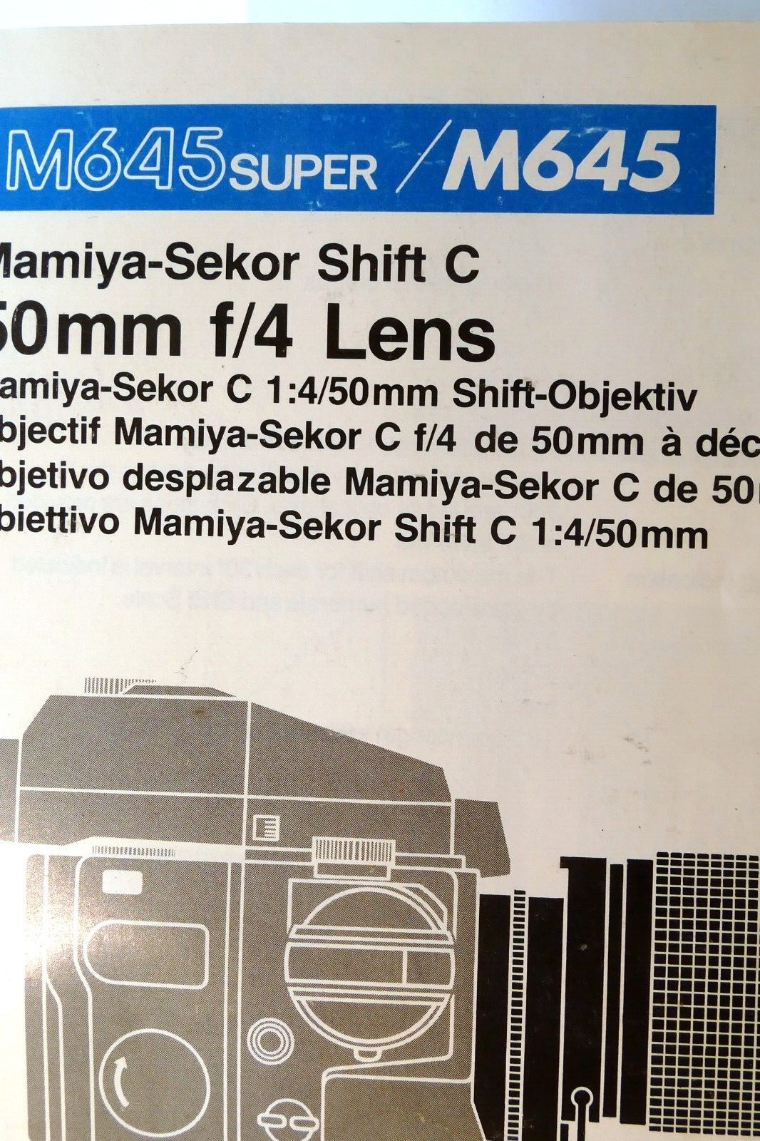 Mamiya Sekor 50mm f4 SHIFT C Lens Instruction Manual Guide