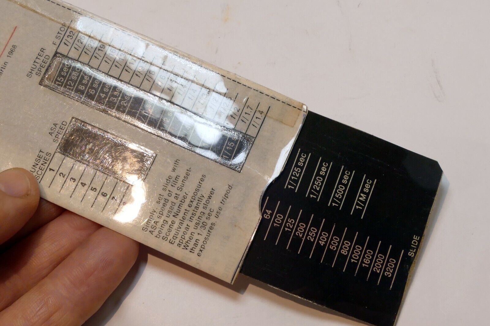 Jiffy Sunset Exposure Calculator in sleeve to determine exposure camera setting