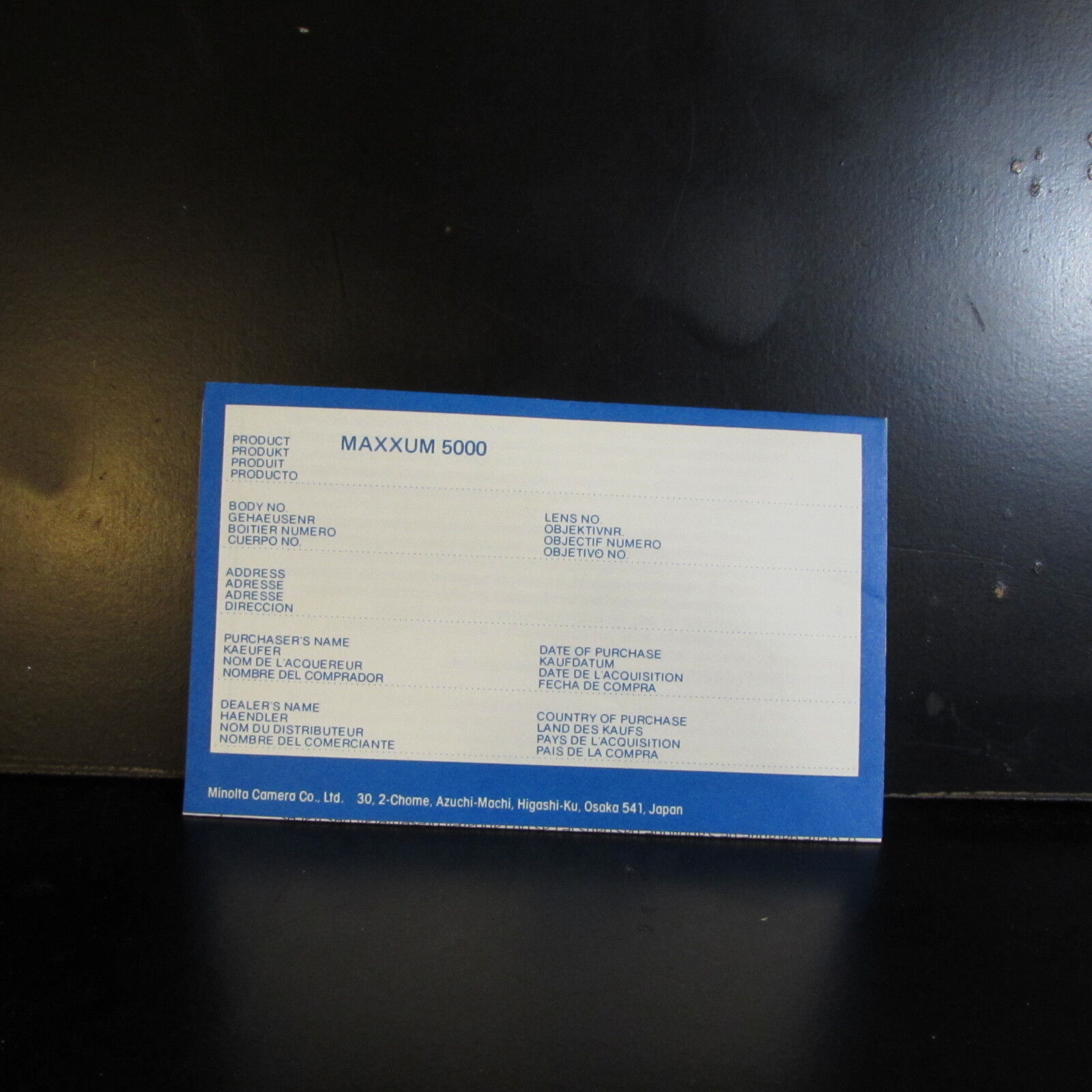 Used Minolta Maxxum 5000 camera warranty guaranty vintage O401426