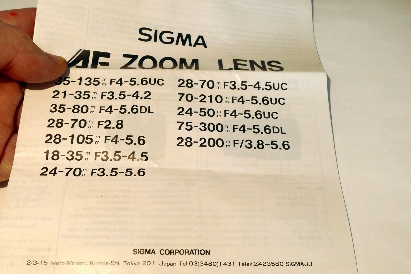 Sigma AF 35-135mm 21-35mm 28-70mm 24-50mm 28-200mm Lens Manual Guide Instruction