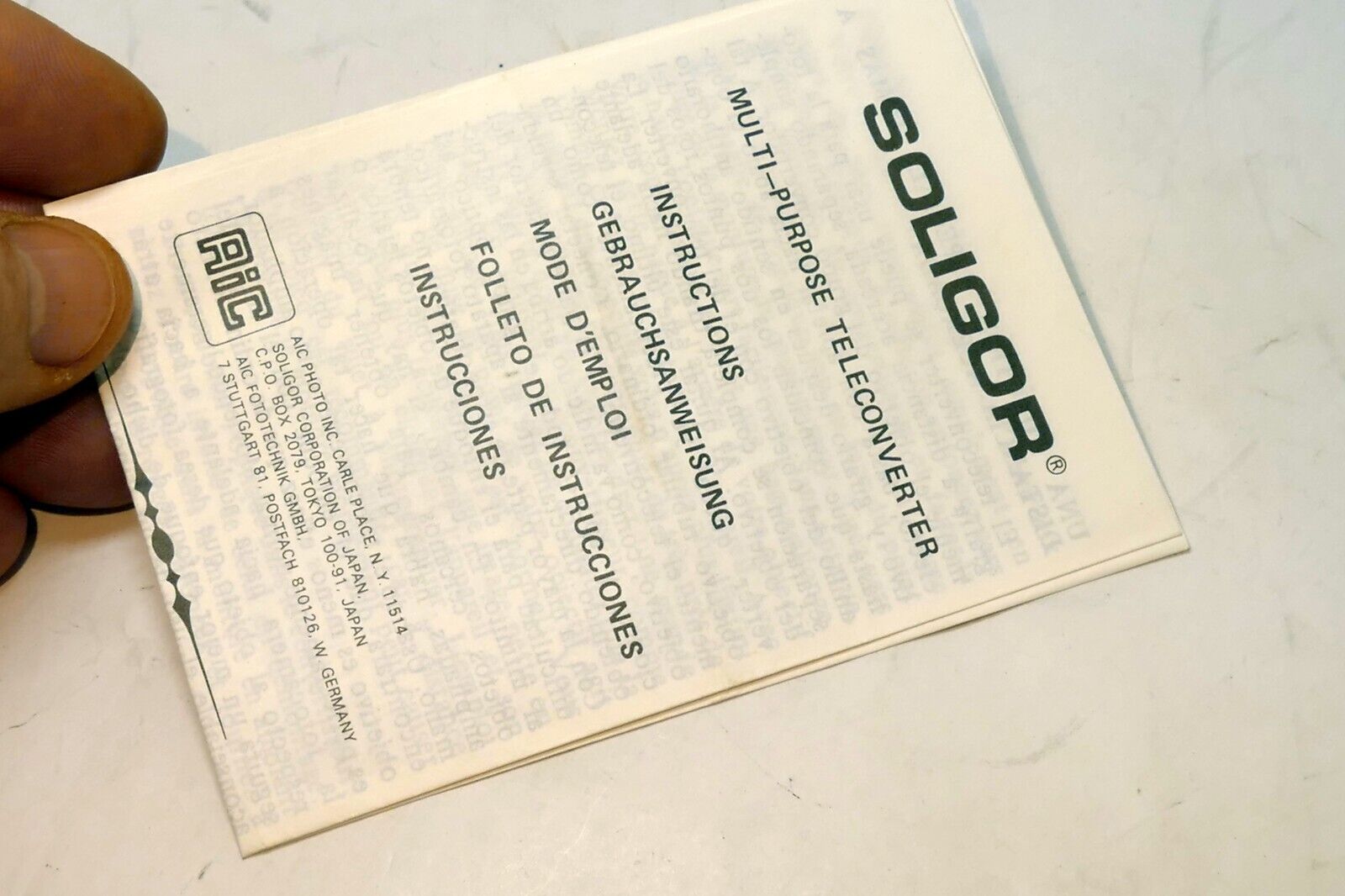 Soligor Guide Brochure for  Teleconverter lens 2X