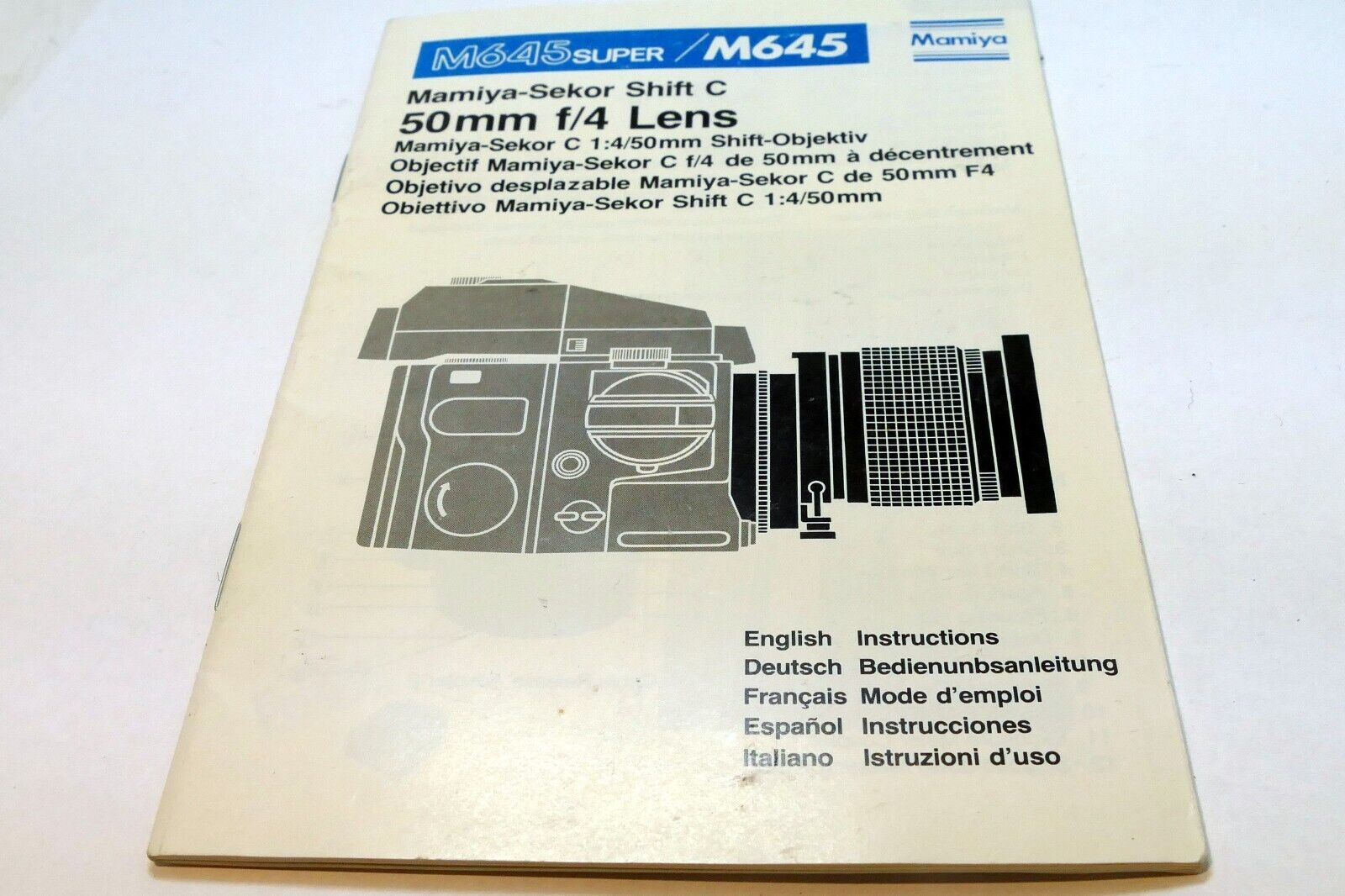 Mamiya Sekor 50mm f4 SHIFT C Lens Instruction Manual Guide