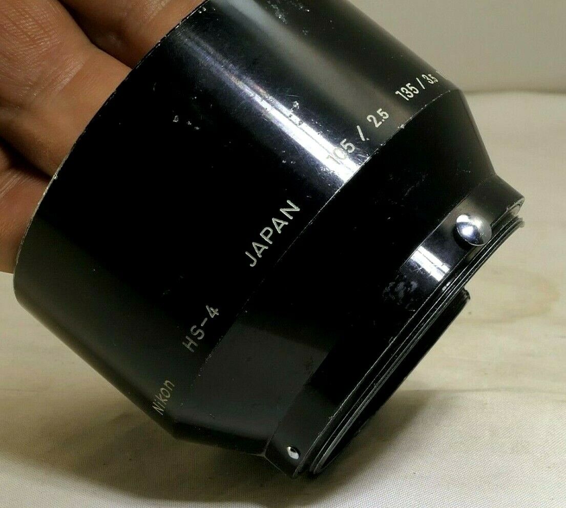 Nikon HS-4 Hood Shade Metal clip on for 135mm f3.5 85mm f2.0 Ai Ai-s Nikkor OEM