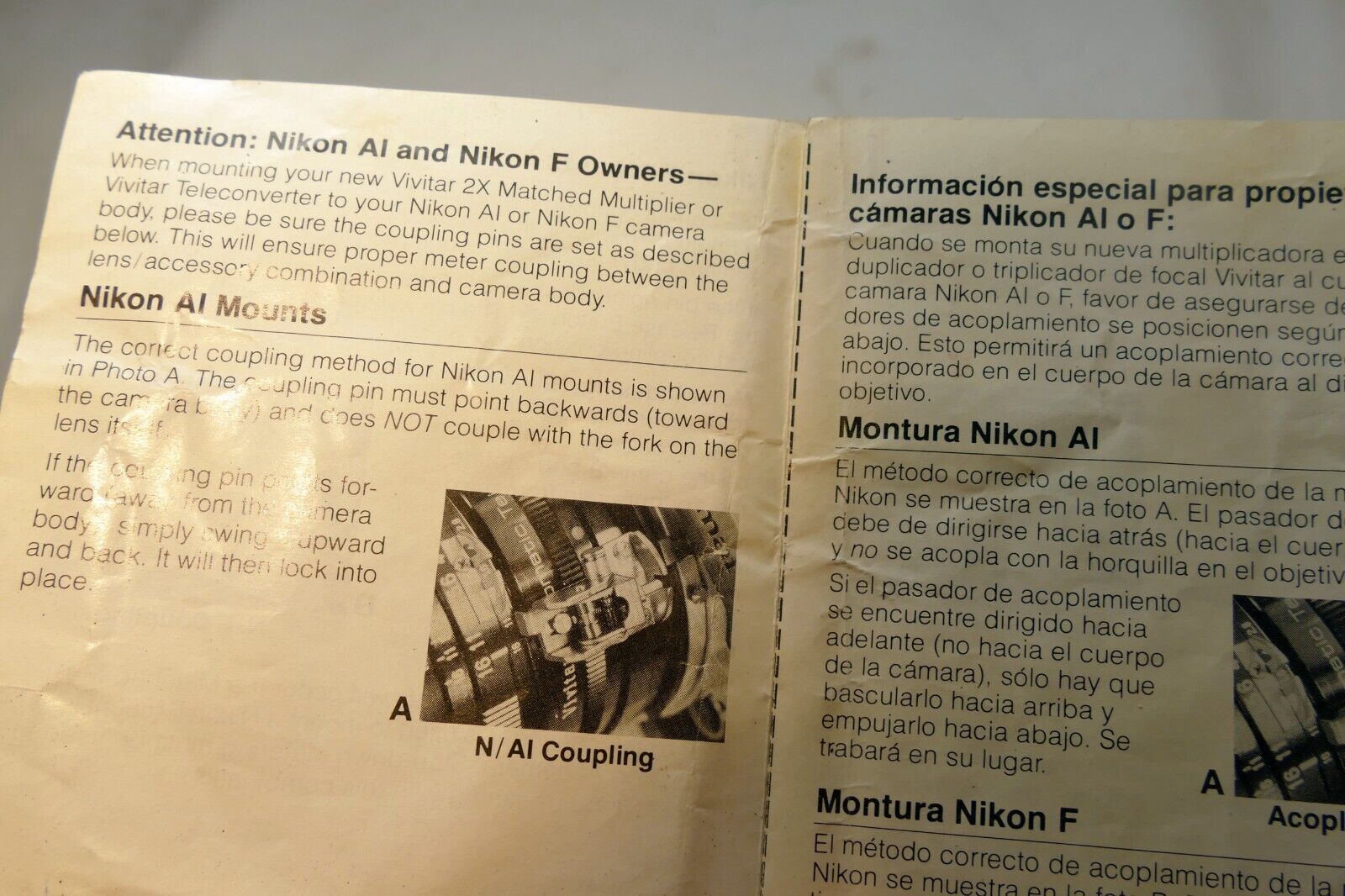 Nikon F and Ai Coupling Guide Brochure for Nikon F mount