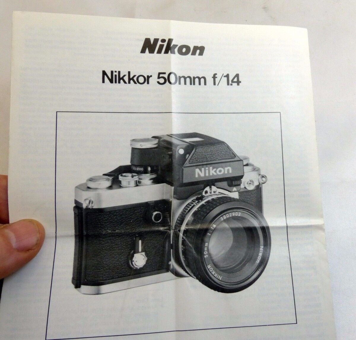 Nikon Nikkor 50mm f1.4 Ai Lens Manual Guide English Japanese