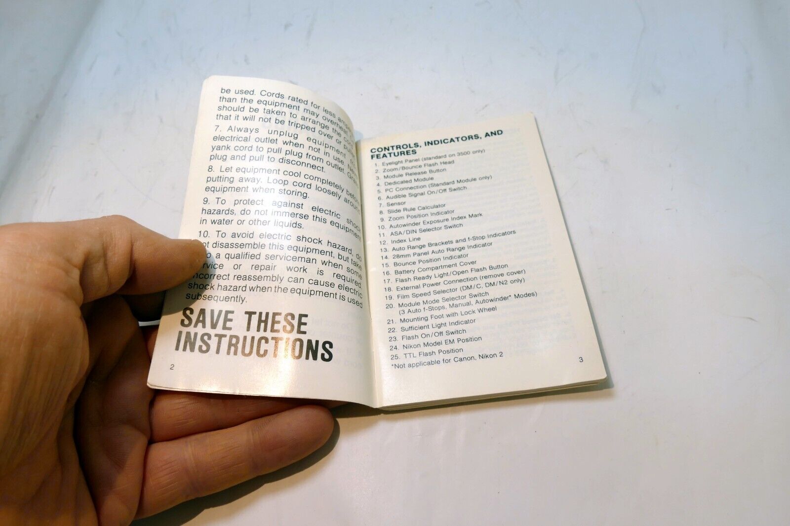 Vivitar 3500 Flash Thyristor Dedicated  Instructions manual guide English EN