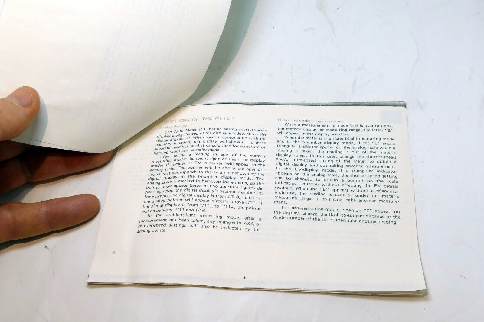 Light Meter IIIF guide  printed   might be incomplete - as found