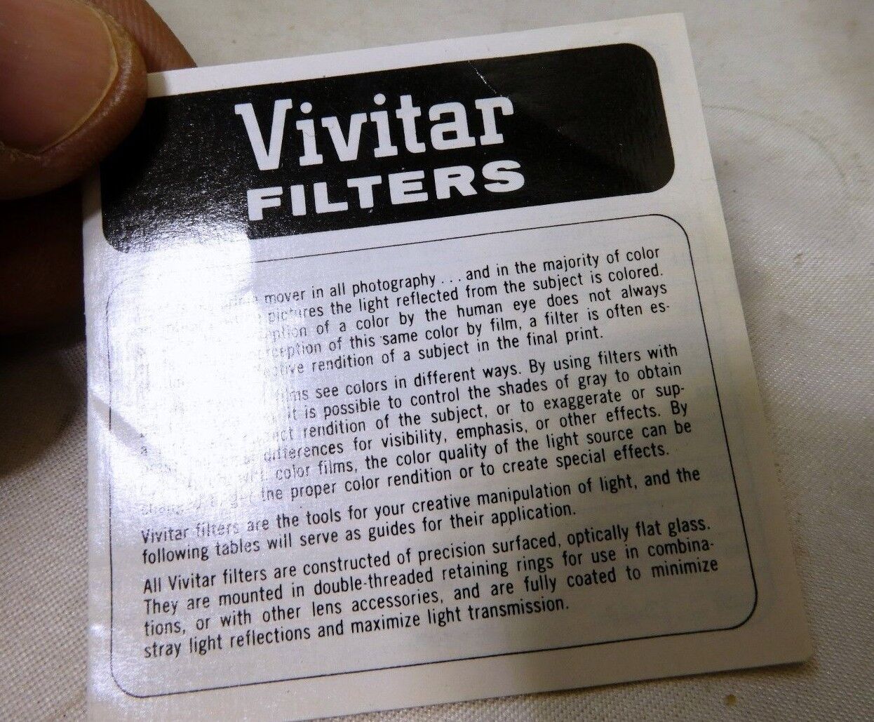 Vivitar lens filter  International Brochure  vintage 1070's
