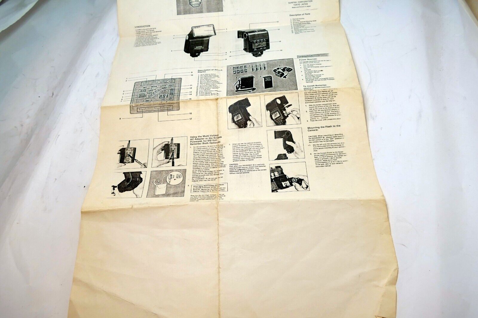 Flash guide instruction manual printed  for Sunpak Digirobot 32 vintage