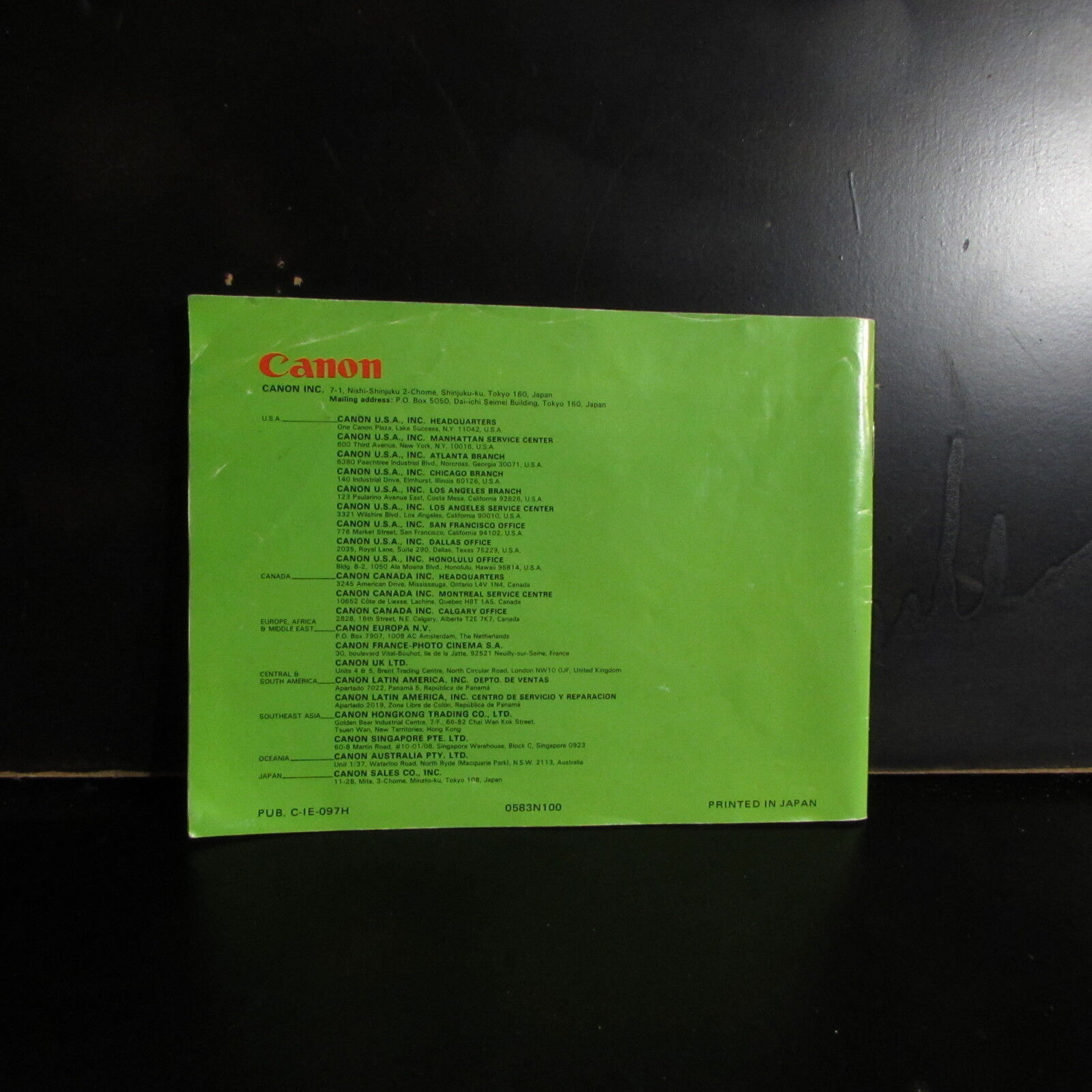 Used Lens Wonderland FD lens Guide  System information O42016