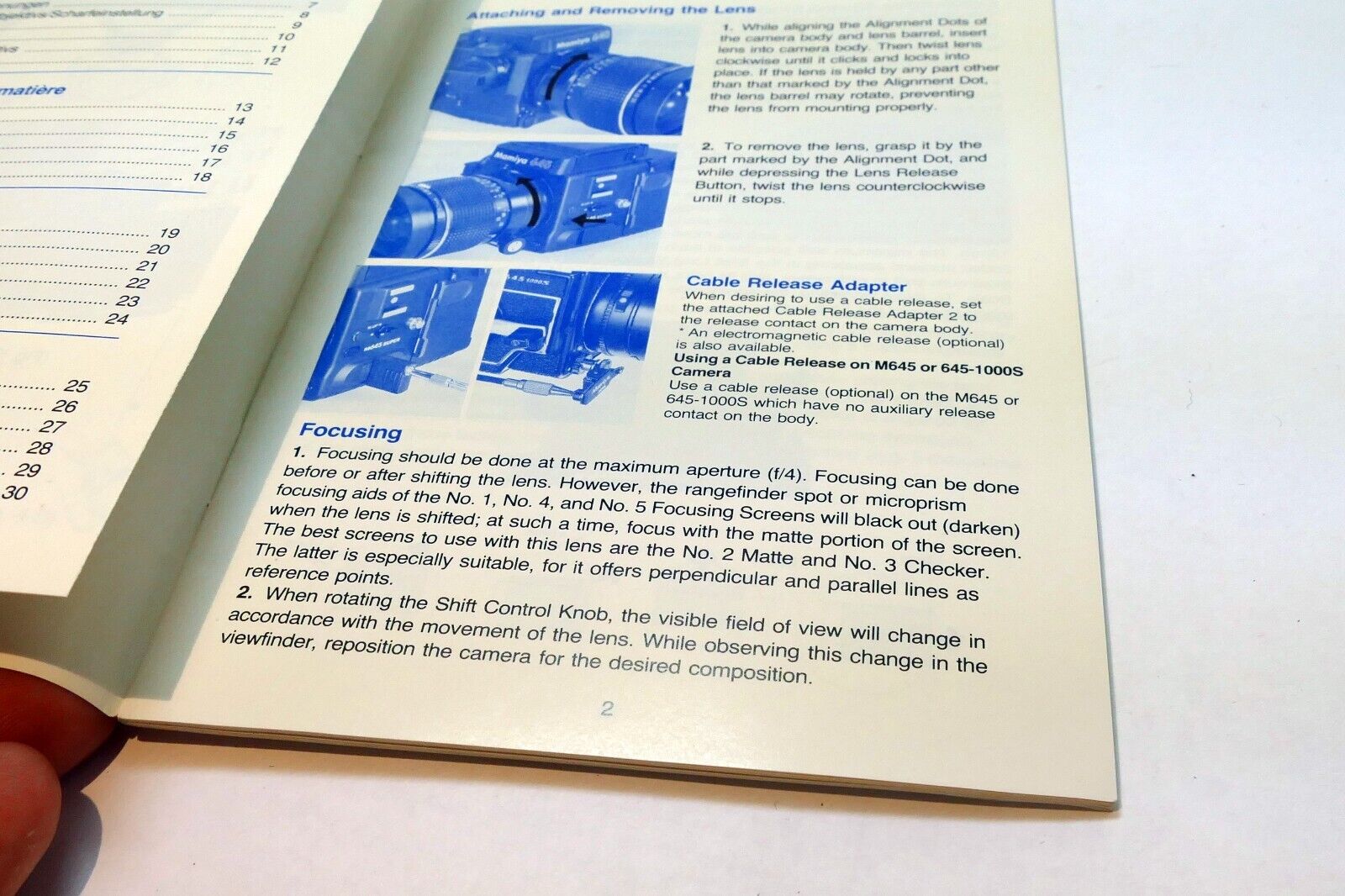 Mamiya Sekor 50mm f4 SHIFT C Lens Instruction Manual Guide