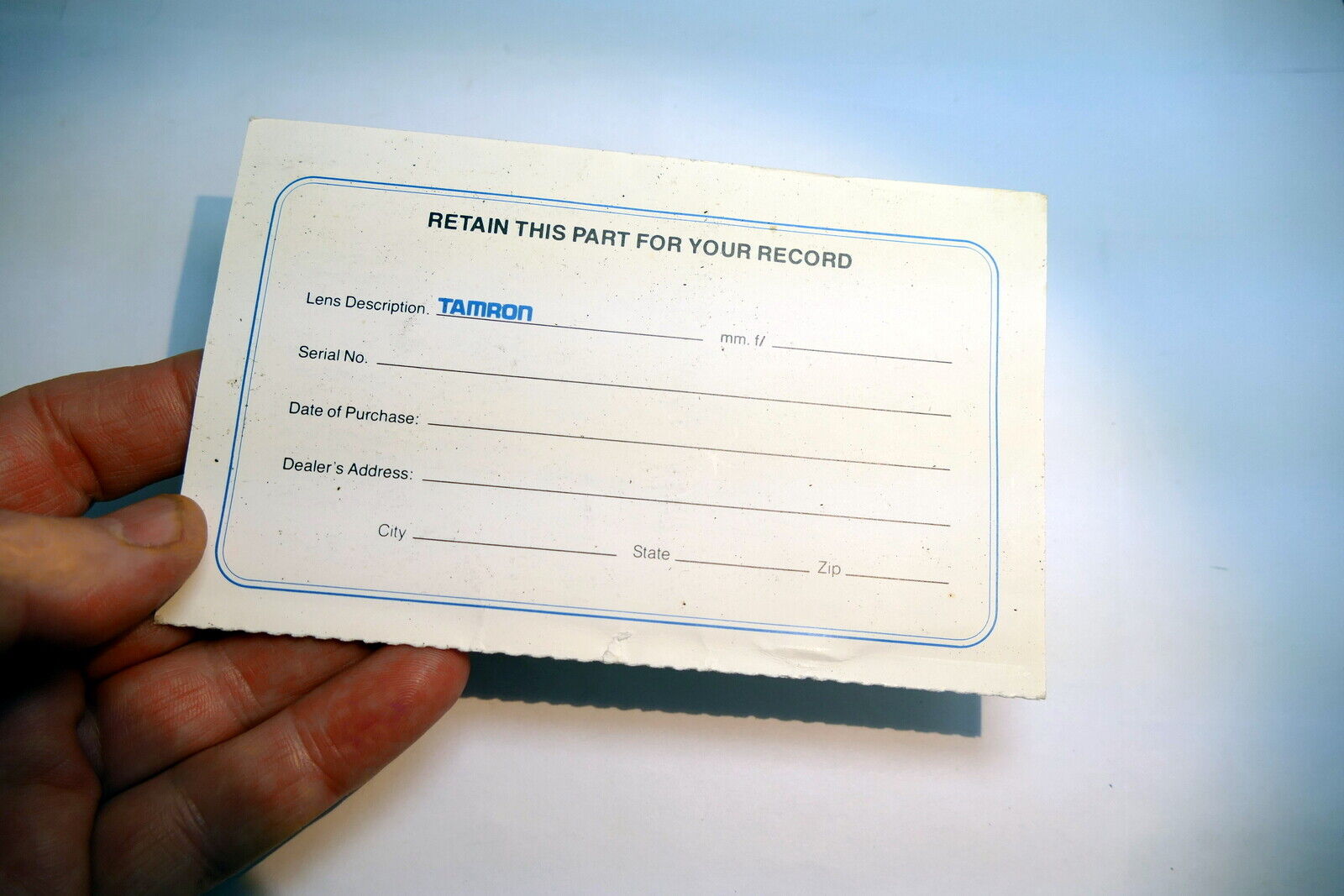Tamron Certificate of Warranty  lens Card vintage  1980's