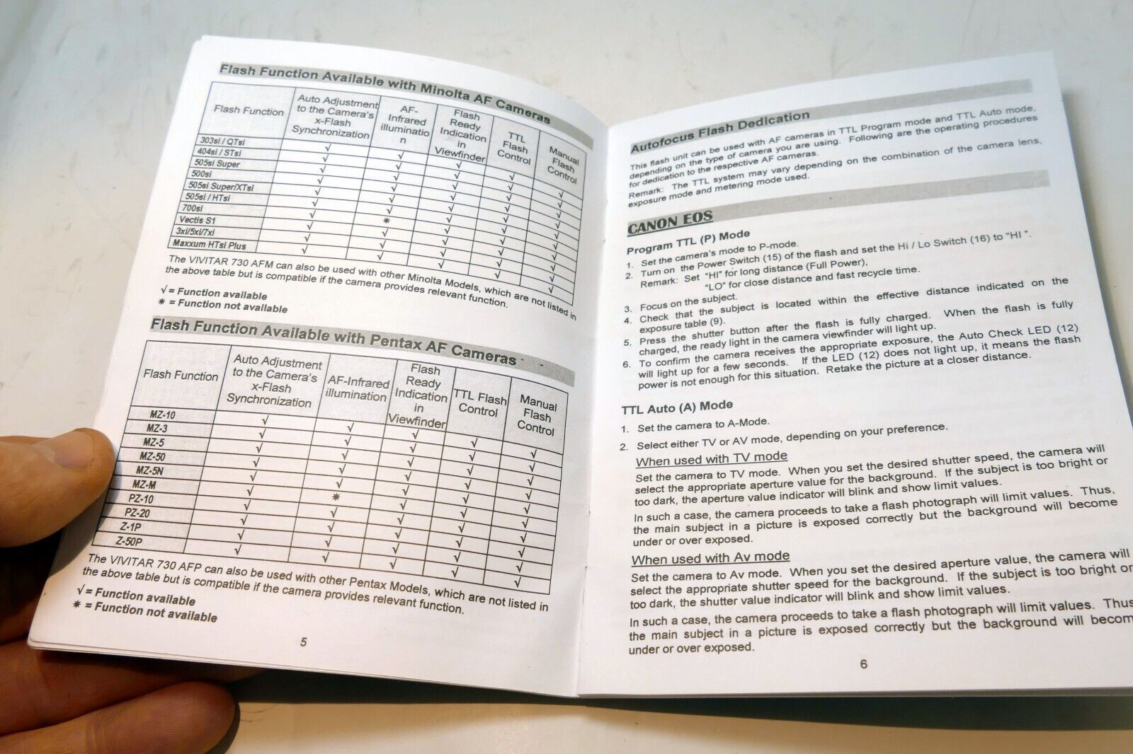 Vivitar 730 AFC AFN Dedicated Flash Instructions manual guide English EN