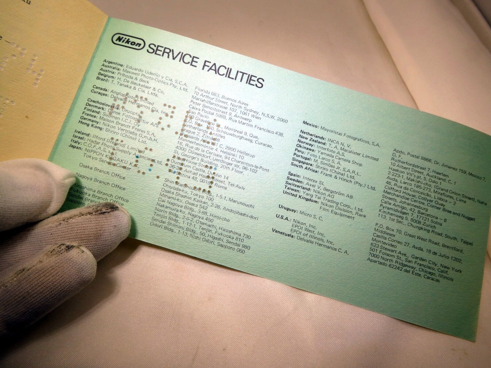 Nikon Worldwide Service Warranty card (EN) vintage micro Nikkor-P 55mm f3.5 1974