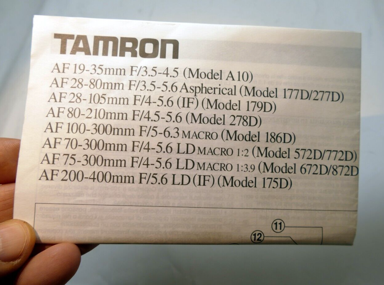 Tamron 19-35mm 28-80mm 100-300mm 70-300mm AF Lens guide manual 200-400mm