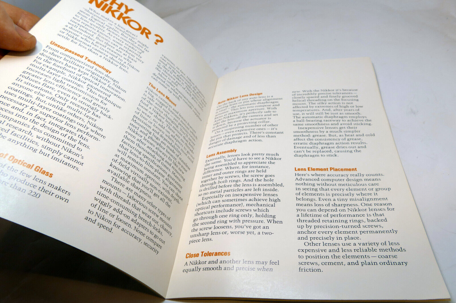 Nikon F Photomic "Normal Lenses" Brochure F 1971 50mm f1.4 45mm f2.8 f1.2 Nikkor