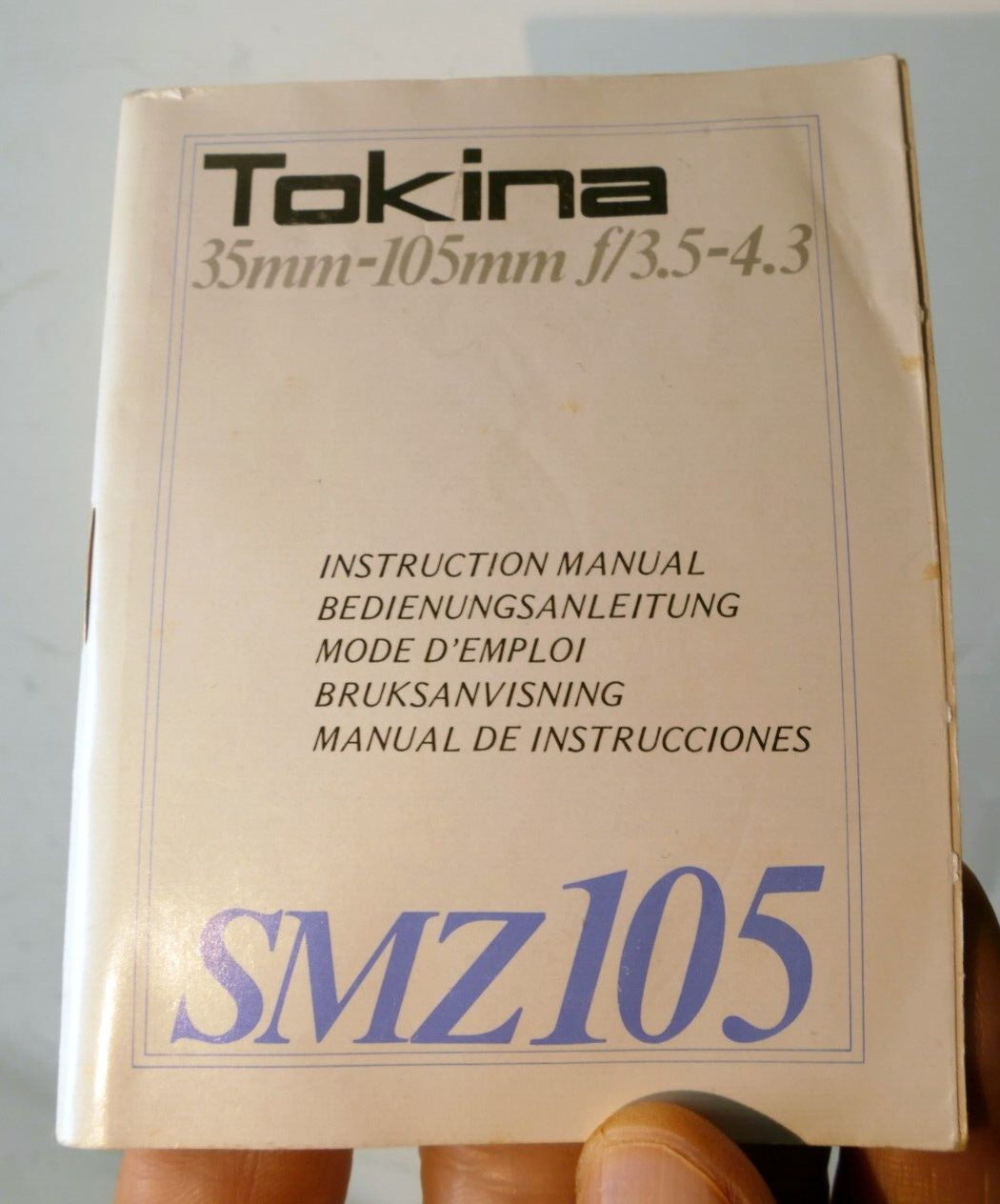 Tokina 35-105mm f3.5-4.3 Lens SMZ 105 Instructions Operating Guide Manual