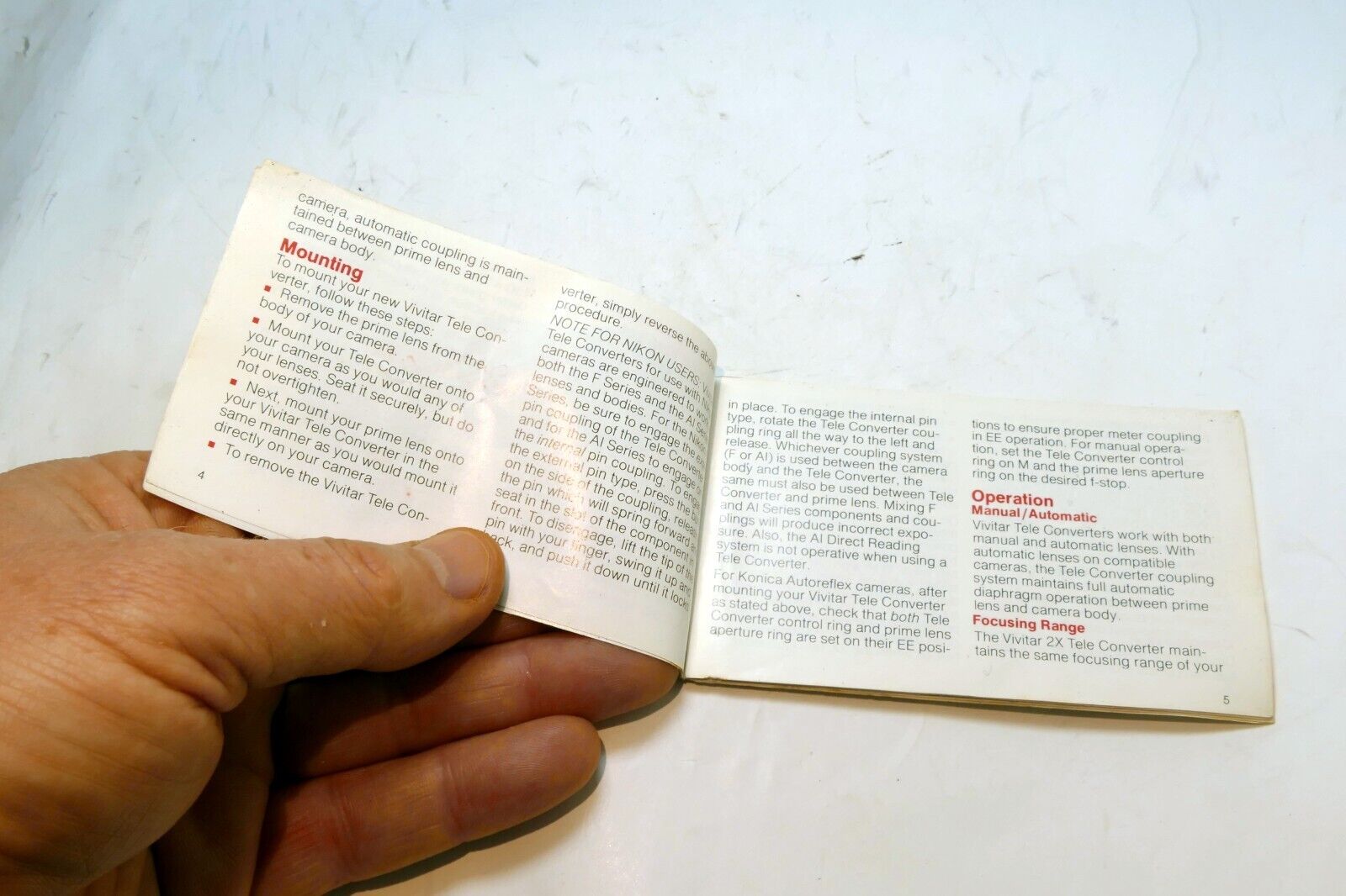Vivitar 2X Teleconverter Lens guide instruction manual