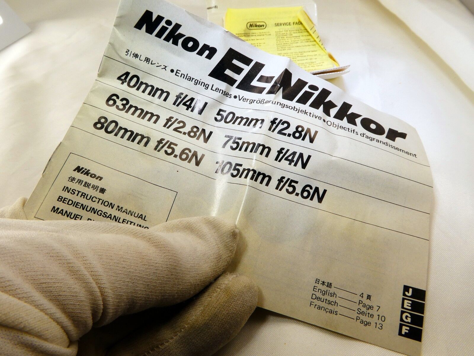 Manual Guide for Nikon El-Nikkor 40mm 75mm f4 63mm 50mm f2.8 105mm f5.6 lens