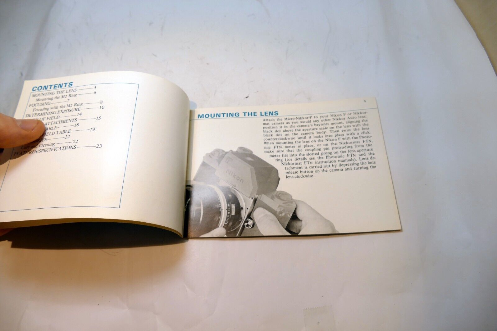 Nikon Micro-Nikkor-P 55mm f3.5  FLENS Instruction Guide Manual 1971