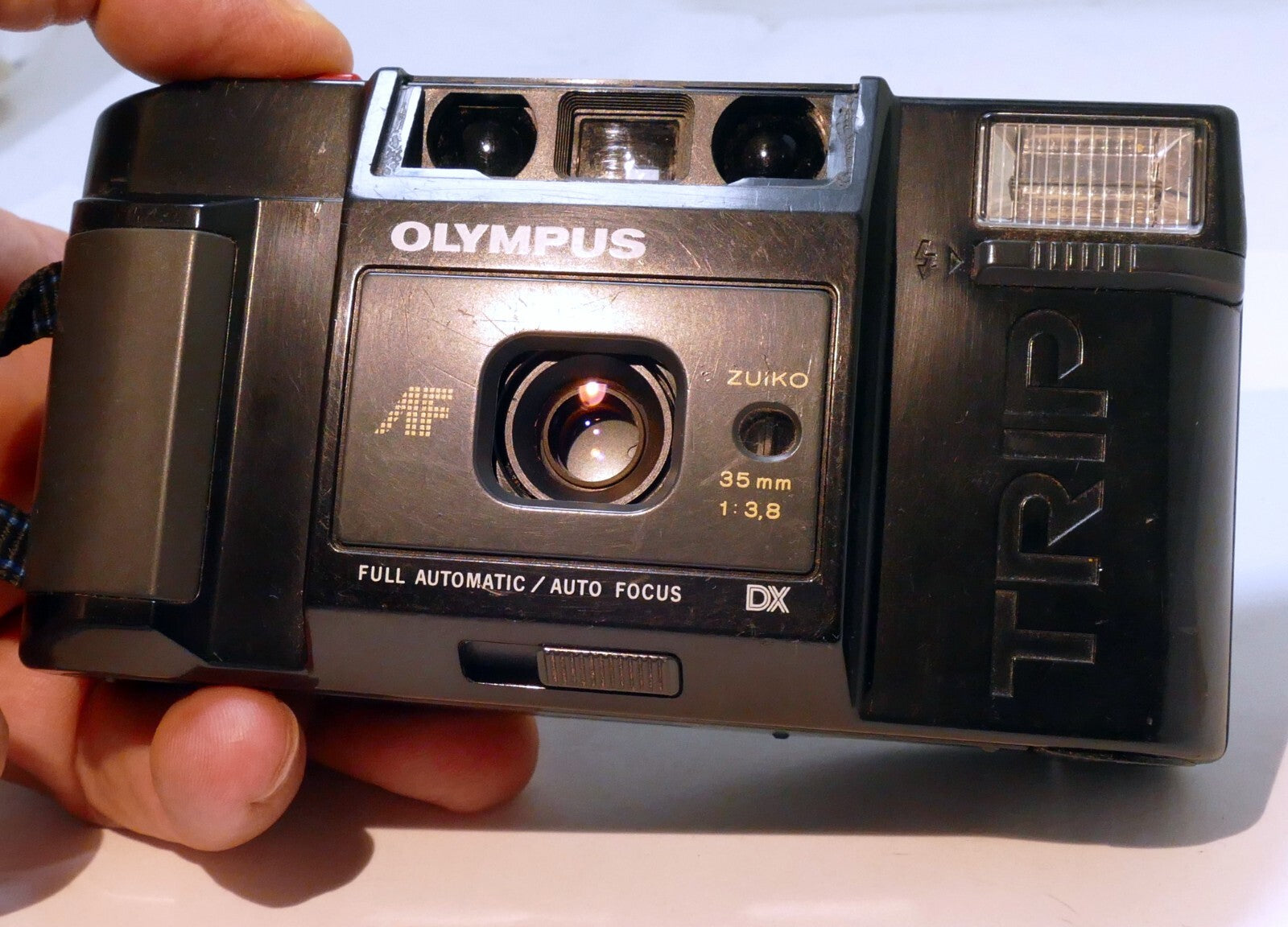 Olympus AF Trip Motor 35mm Camera w/ 35mm f3.8 Zuiko Lens - tested works good