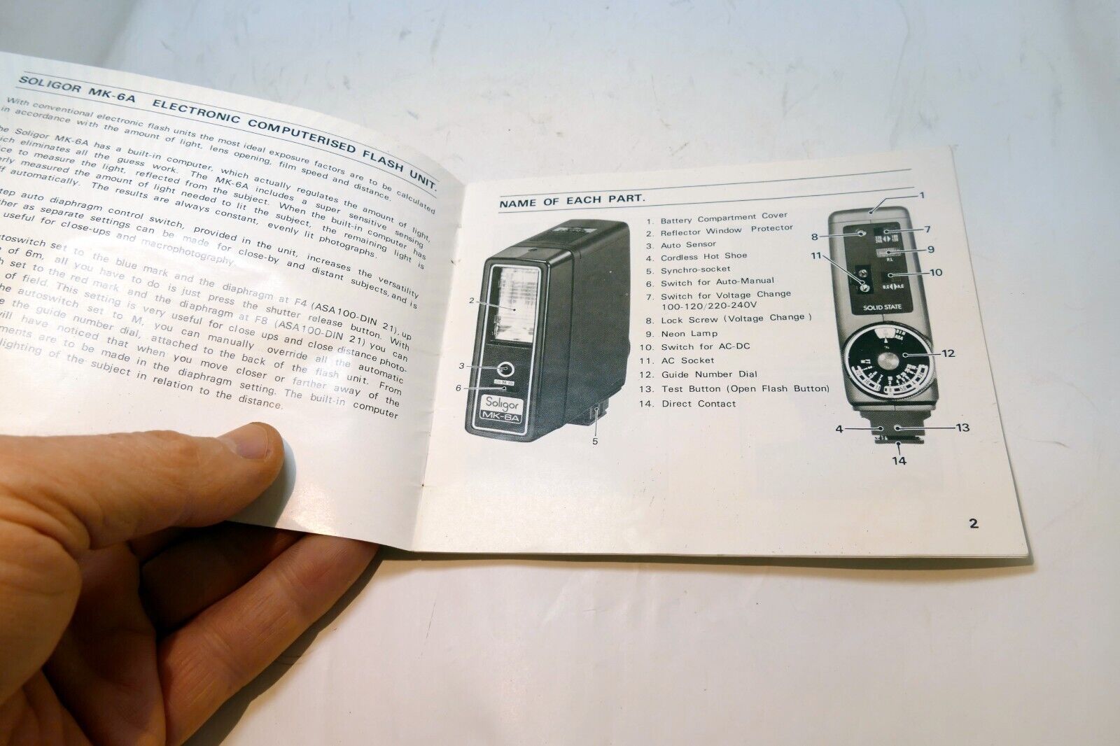 Soligor MK-6A Flash  Instructions  guide manual English EN