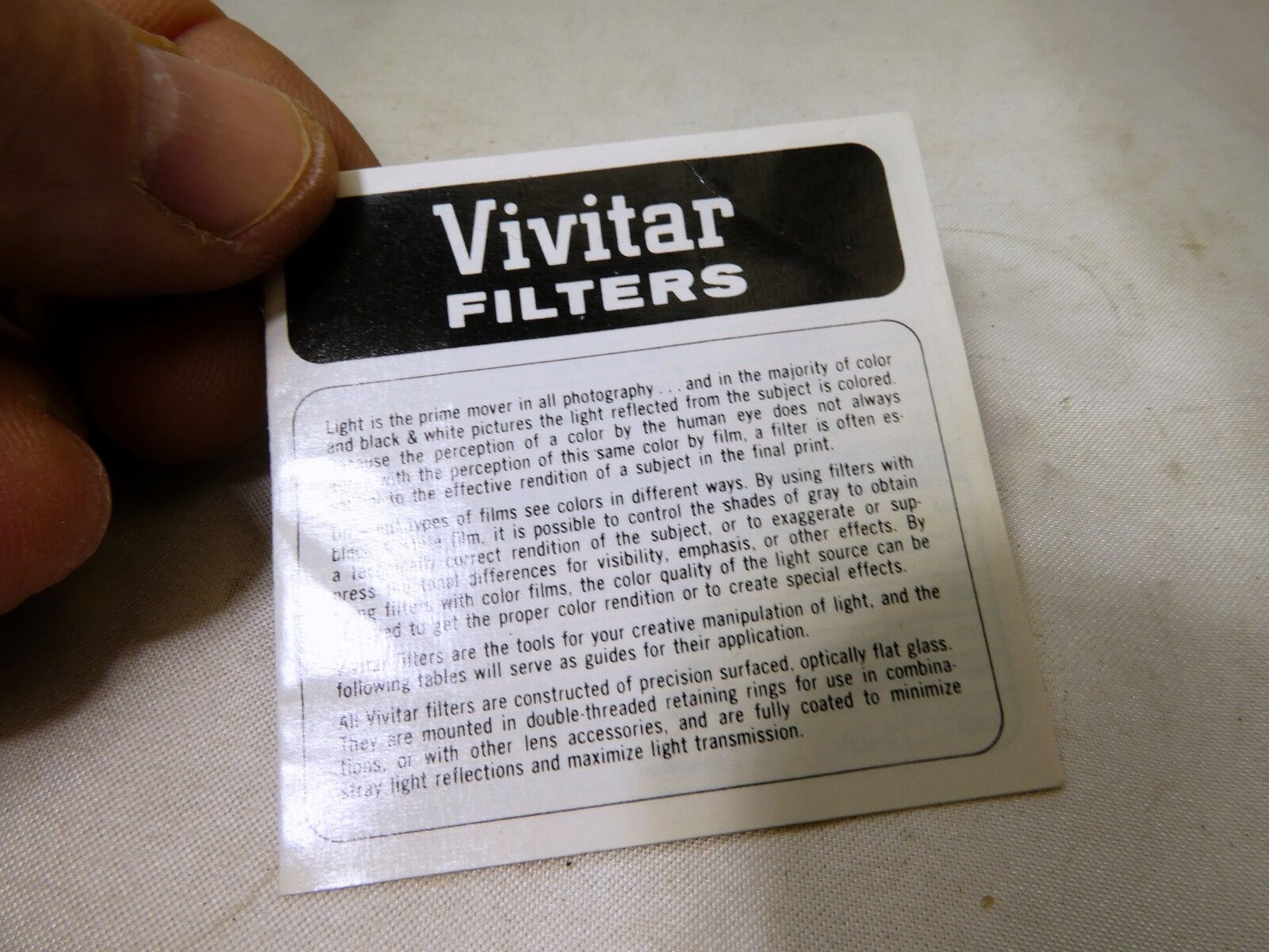 Vivitar lens filter  International Brochure  vintage 1070's