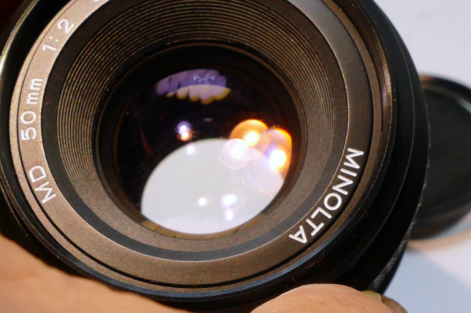 Minolta 50mm f2 MD Standard Prime Lens w/ 49mm  L39 UV filter - FUNGUS damage